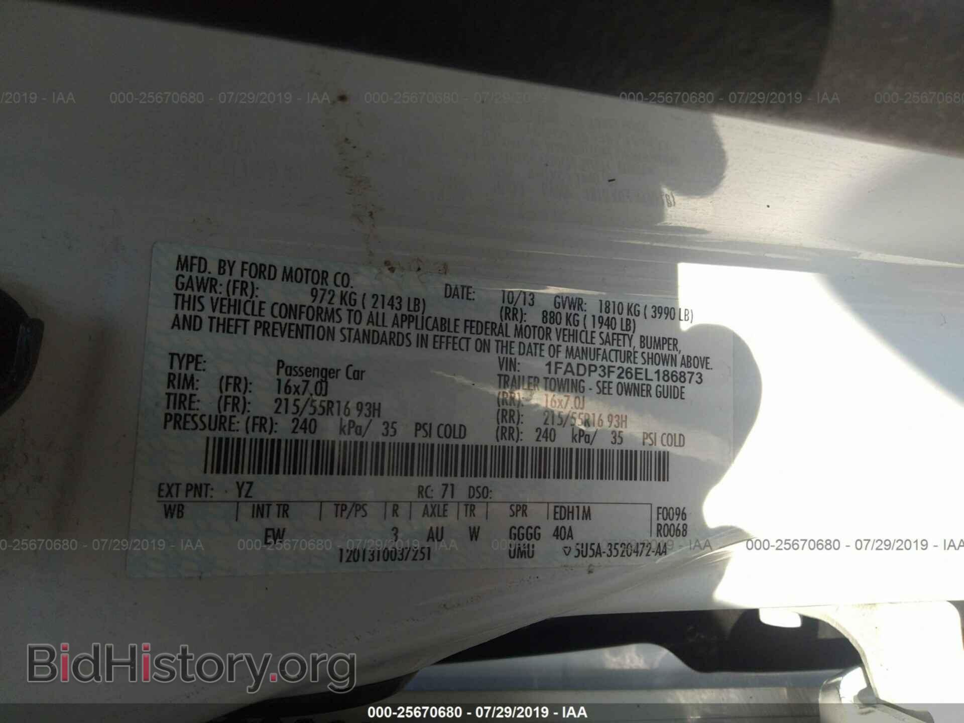 2014 FORD FOCUS - VIN: 1FADP3F26EL186873 - Фото 9