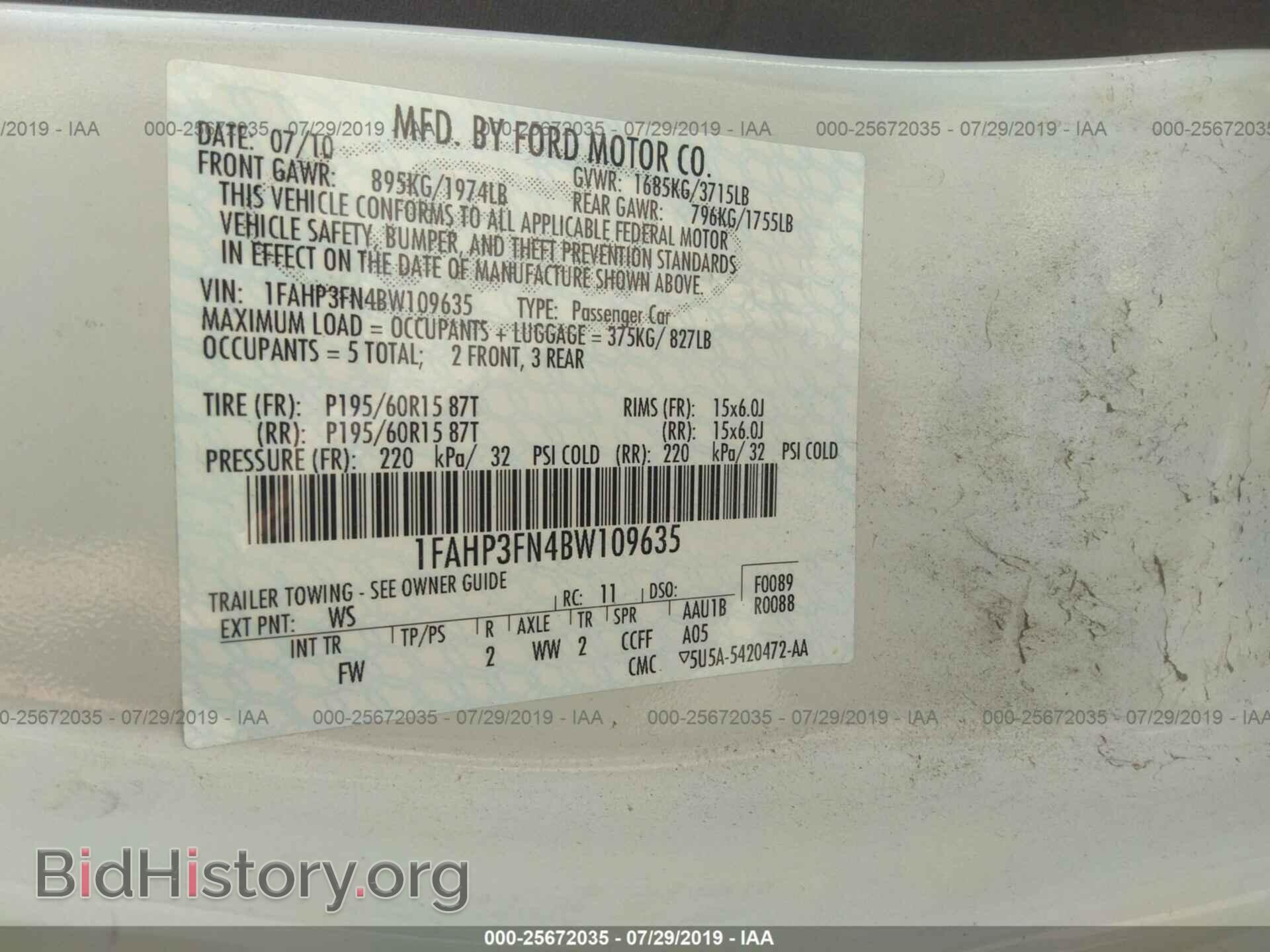 2011 FORD FOCUS - VIN: 1FAHP3FN4BW109635 - Фото 9