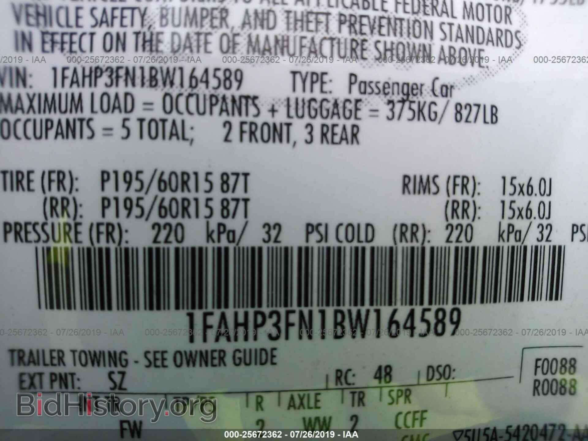 2011 FORD FOCUS - VIN: 1FAHP3FN1BW164589 - Фото 9