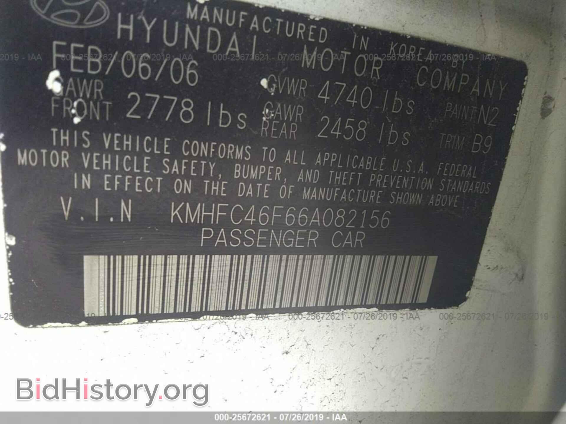 2006 HYUNDAI AZERA - VIN: KMHFC46F66A082156 - Фото 9