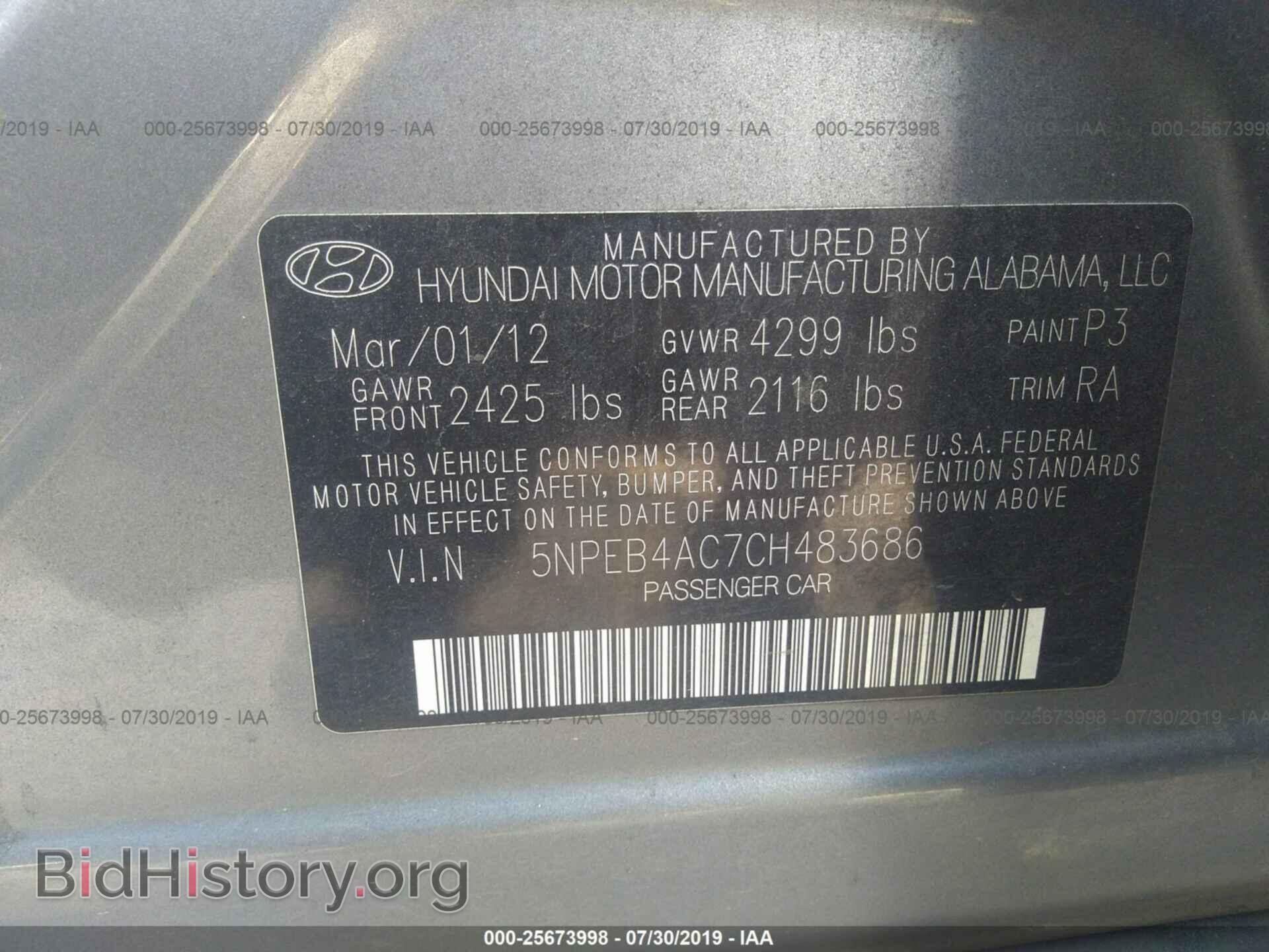 2012 HYUNDAI SONATA - VIN: 5NPEB4AC7CH483686 - Photo 9