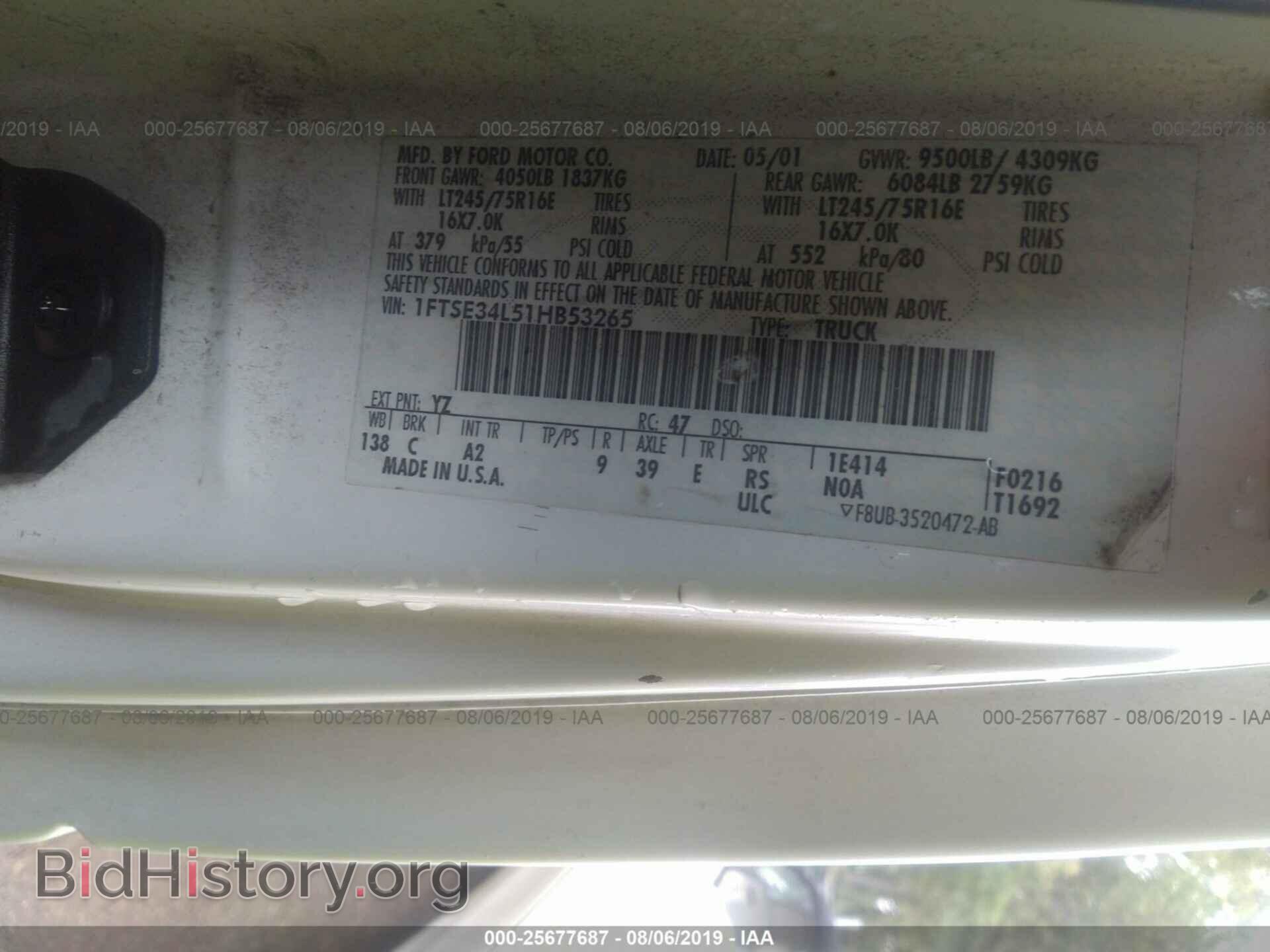 2001 FORD ECONOLINE - VIN: 1FTSE34L51HB53265 - Photo 9