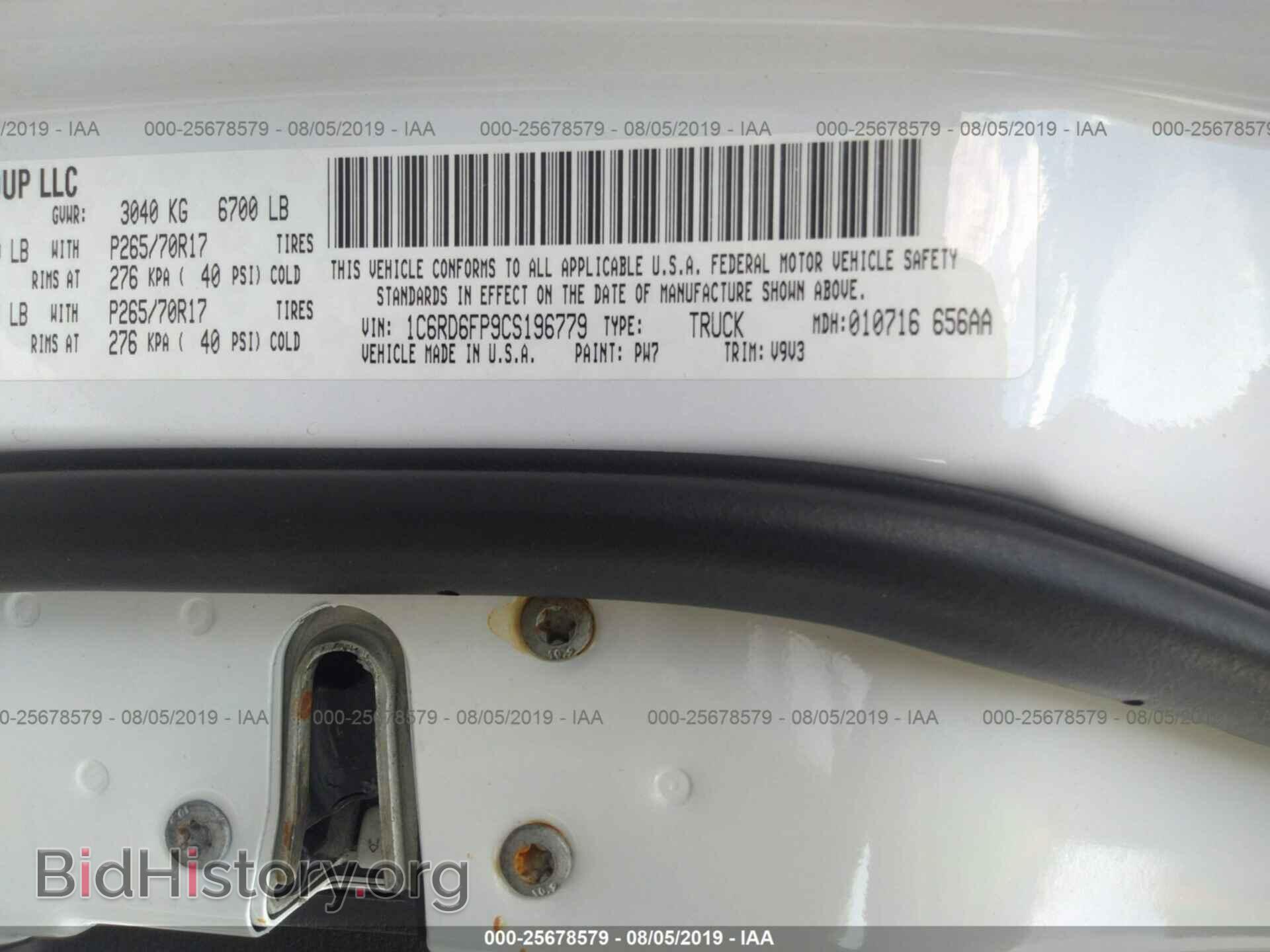 2012 DODGE RAM 1500 - VIN: 1C6RD6FP9CS196779 - Фото 9