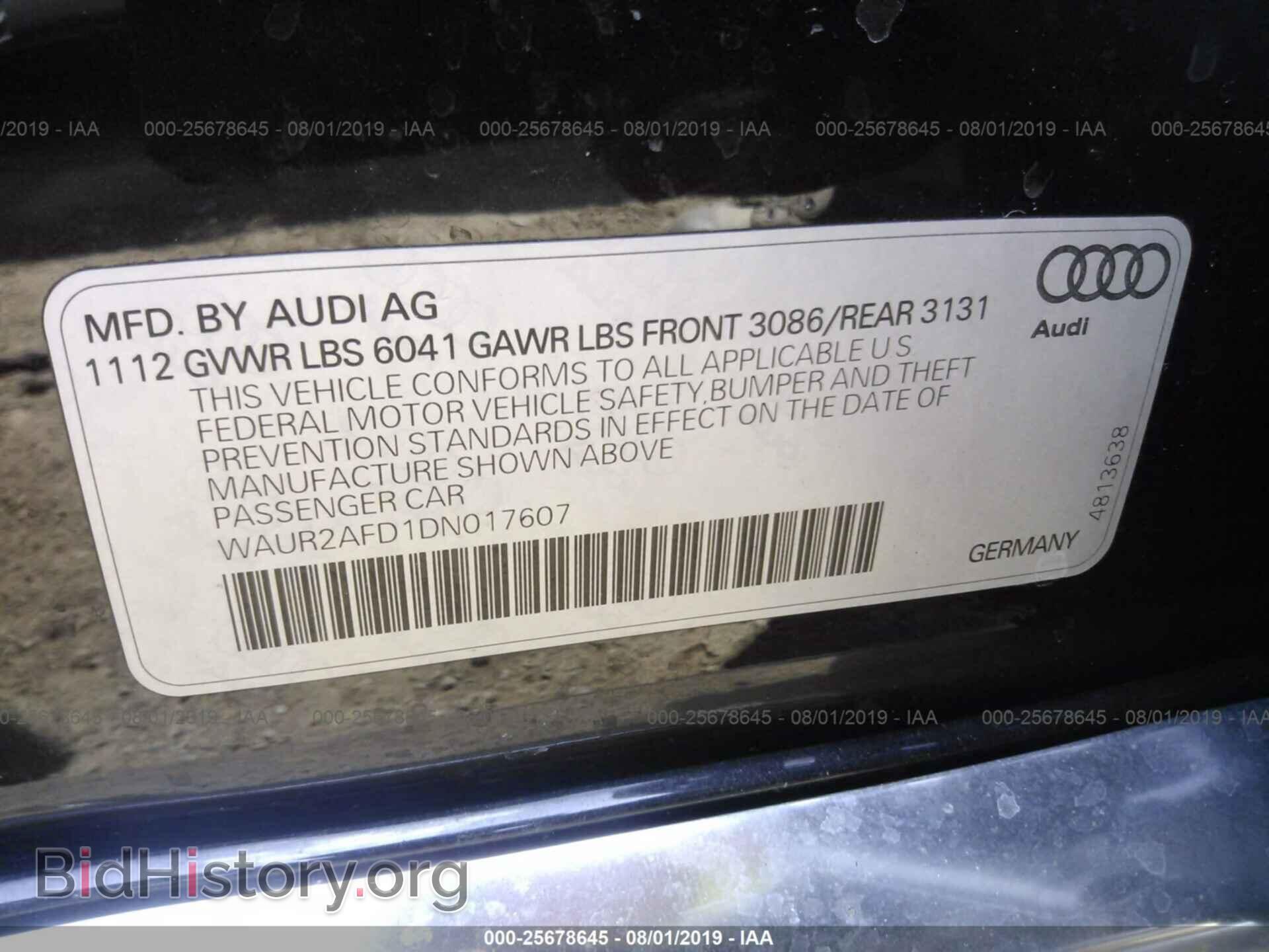 2013 AUDI A8 - VIN: WAUR2AFD1DN017607 - Photo 9