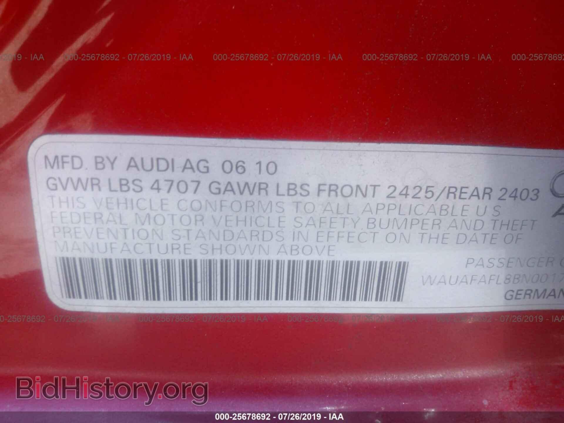 2011 AUDI A4 - VIN: WAUAFAFL8BN001720 - Photo 9