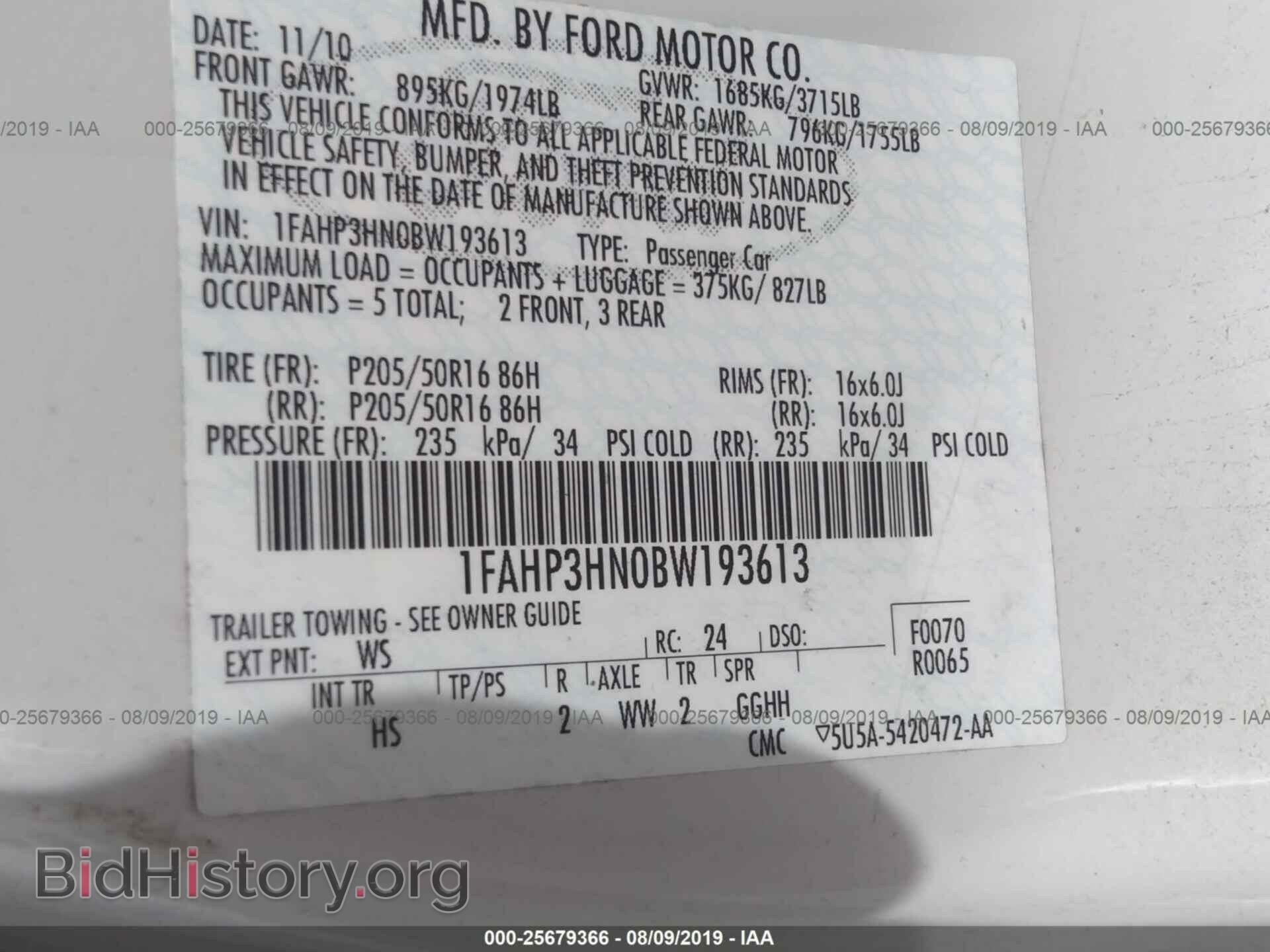 2011 FORD FOCUS - VIN: 1FAHP3HN0BW193613 - Фото 9