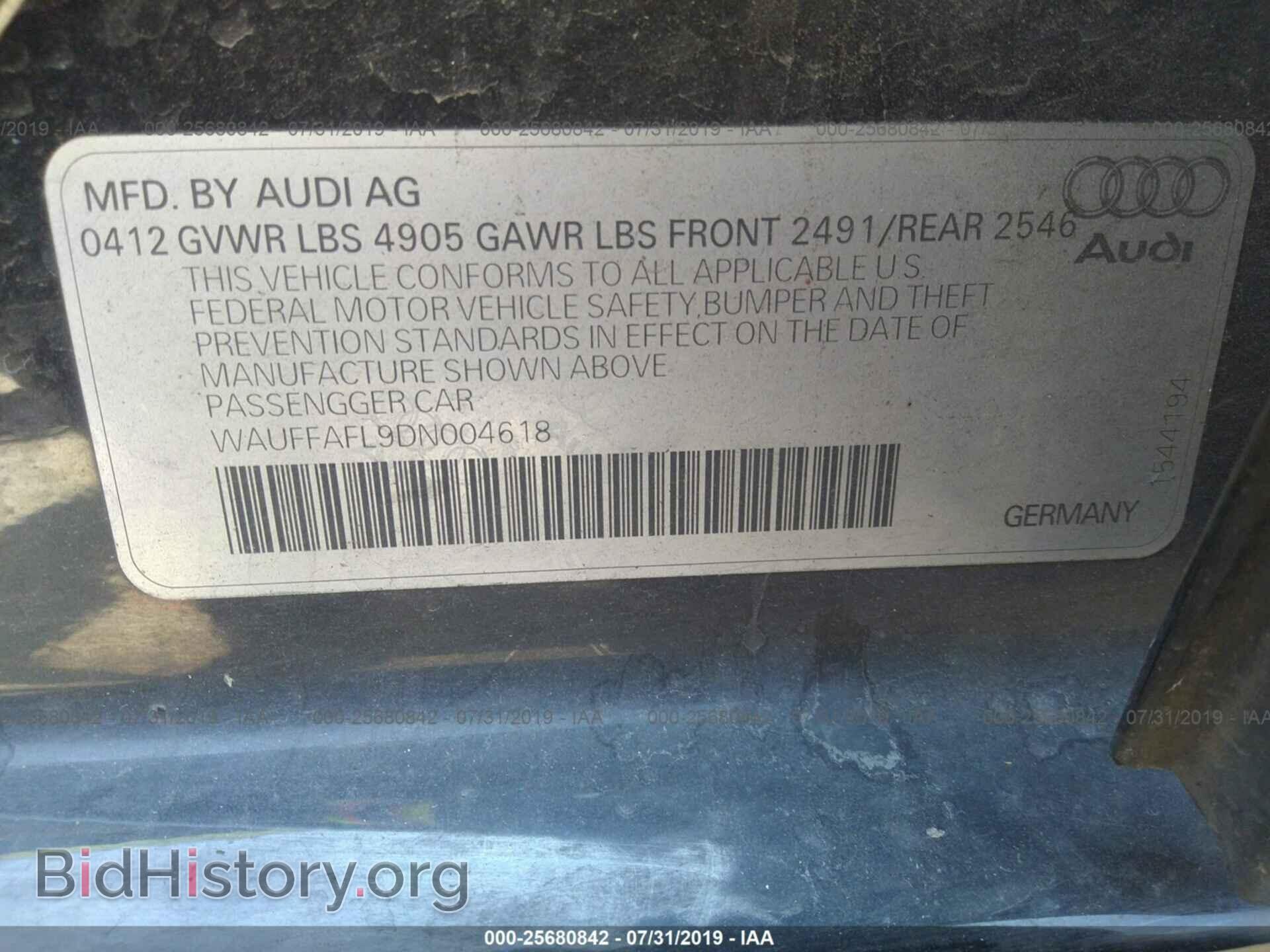 2013 AUDI A4 - VIN: WAUFFAFL9DN004618 - Фото 9