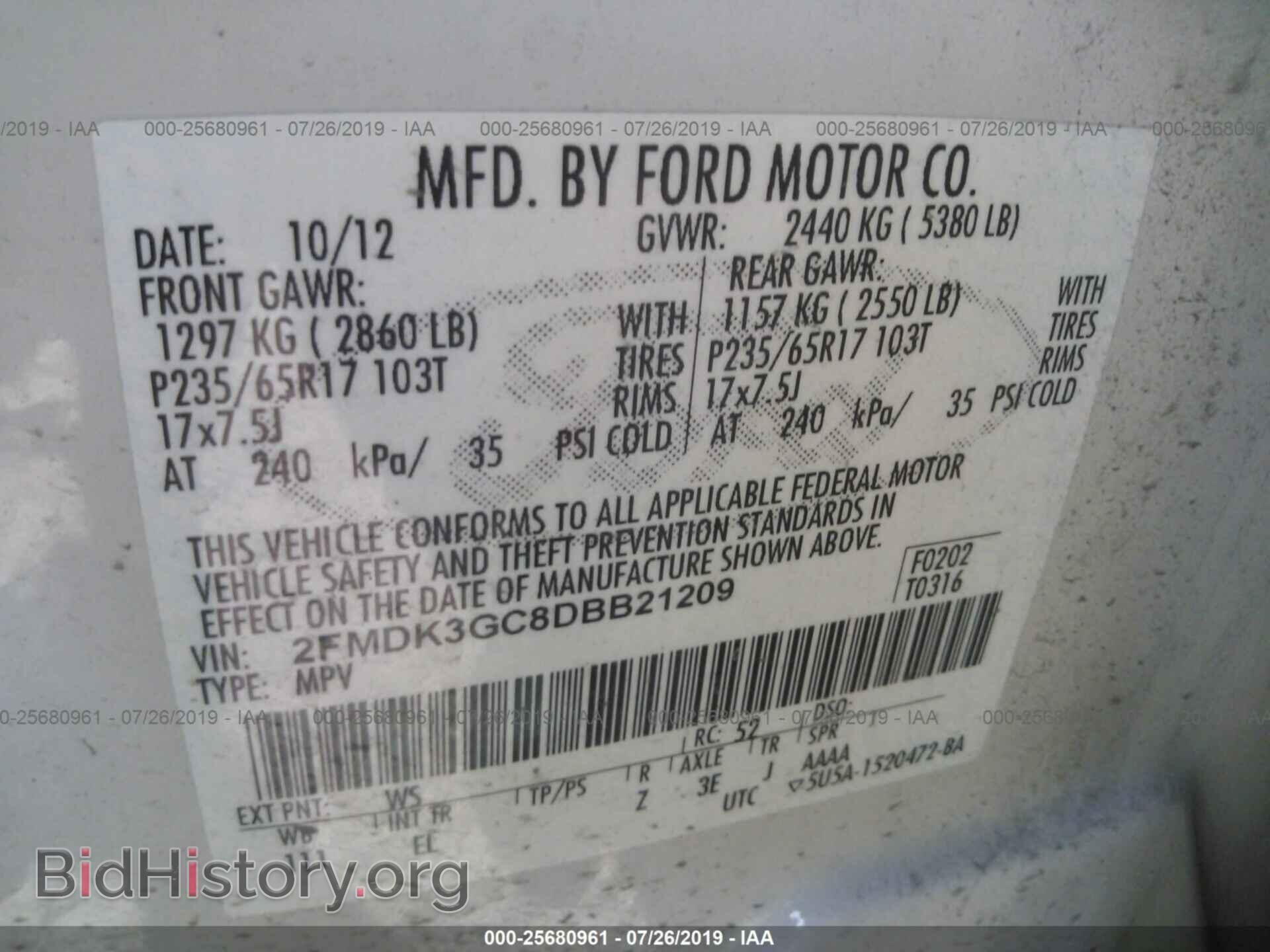 2013 FORD EDGE - VIN: 2FMDK3GC8DBB21209 - Фото 9