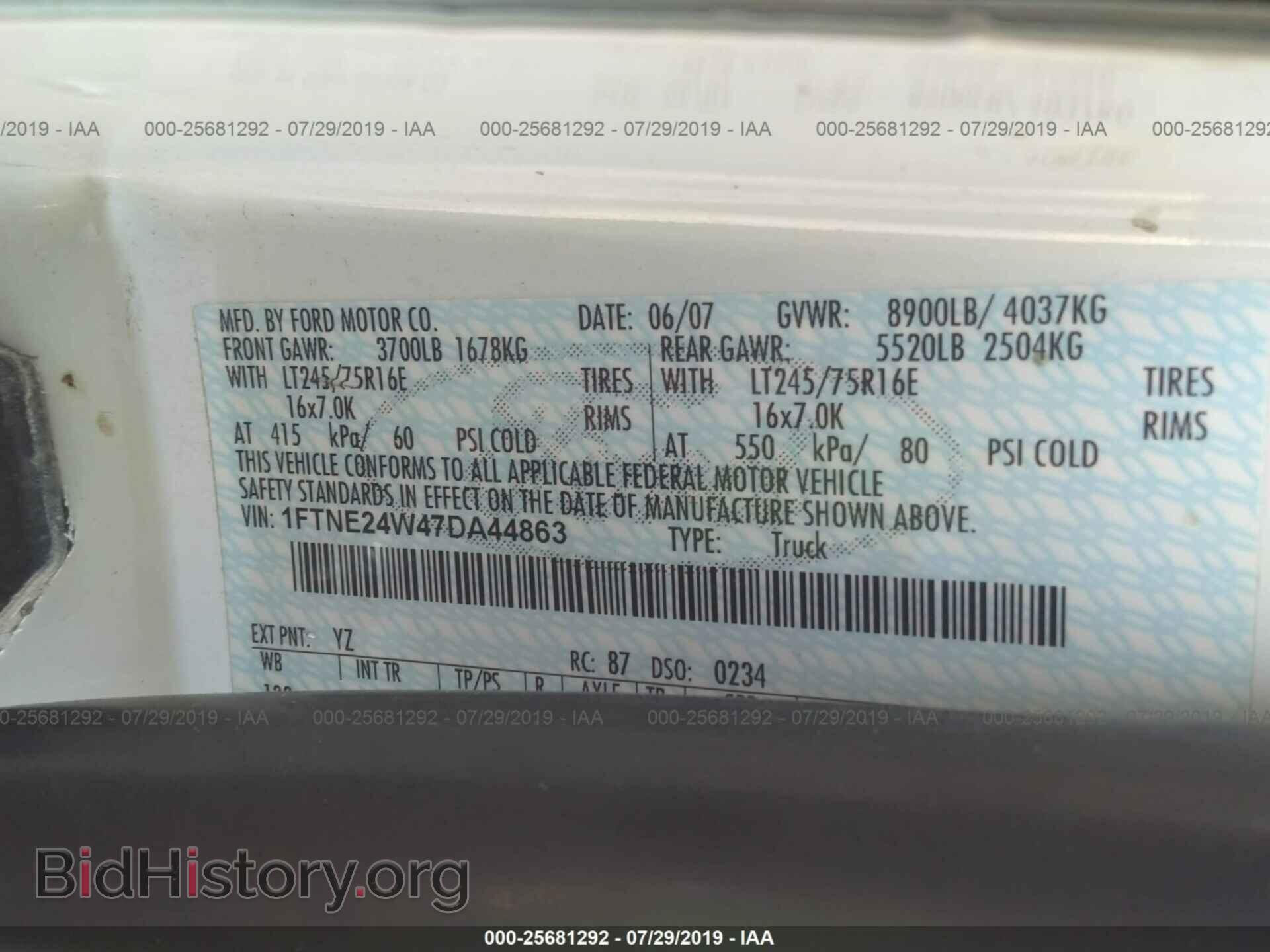2007 FORD ECONOLINE - VIN: 1FTNE24W47DA44863 - Фото 9