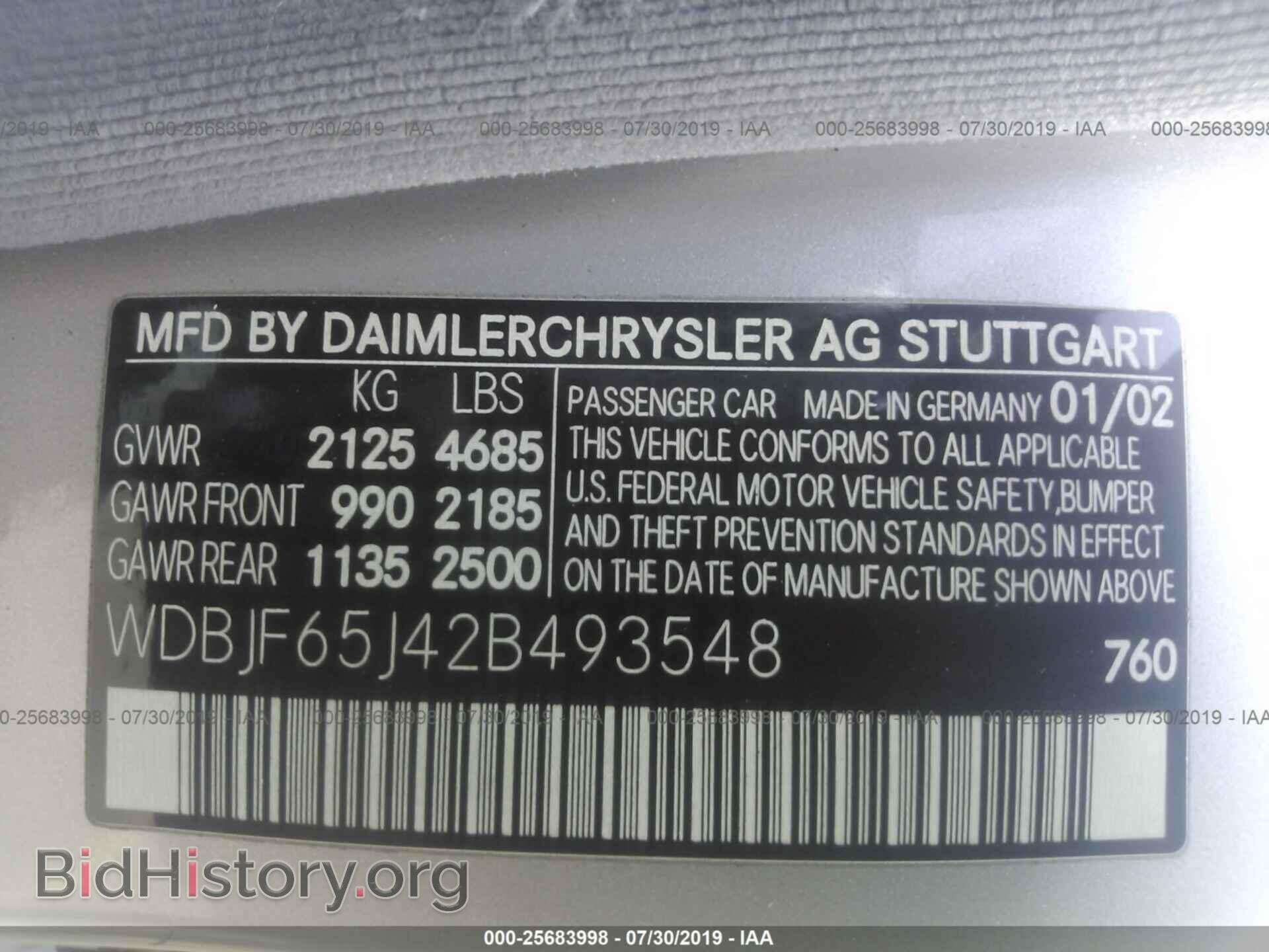 2002 MERCEDES-BENZ E - VIN: WDBJF65J42B493548 - Фото 9