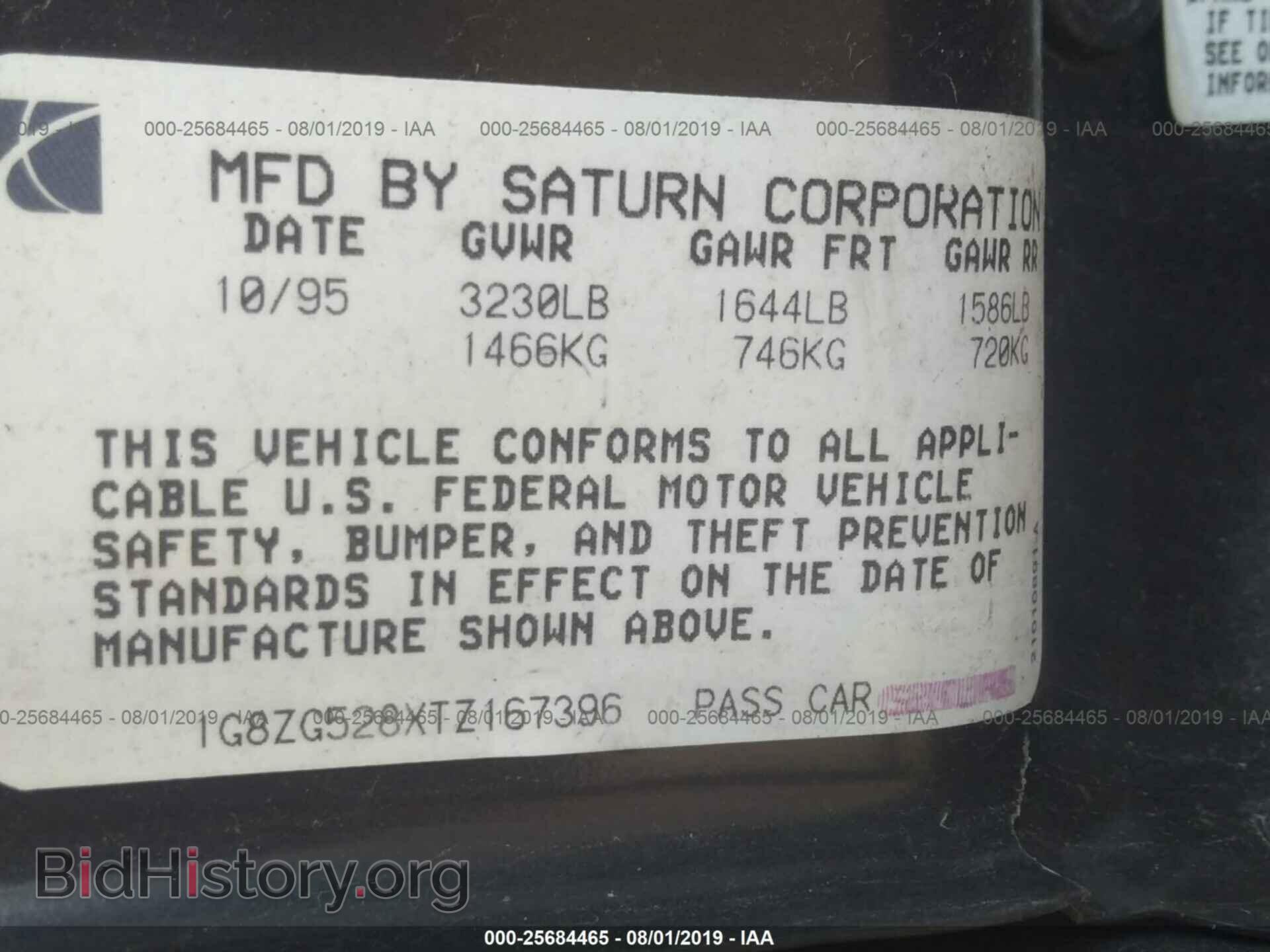 1996 SATURN SL1 - VIN: 1G8ZG528XTZ167396 - Фото 9