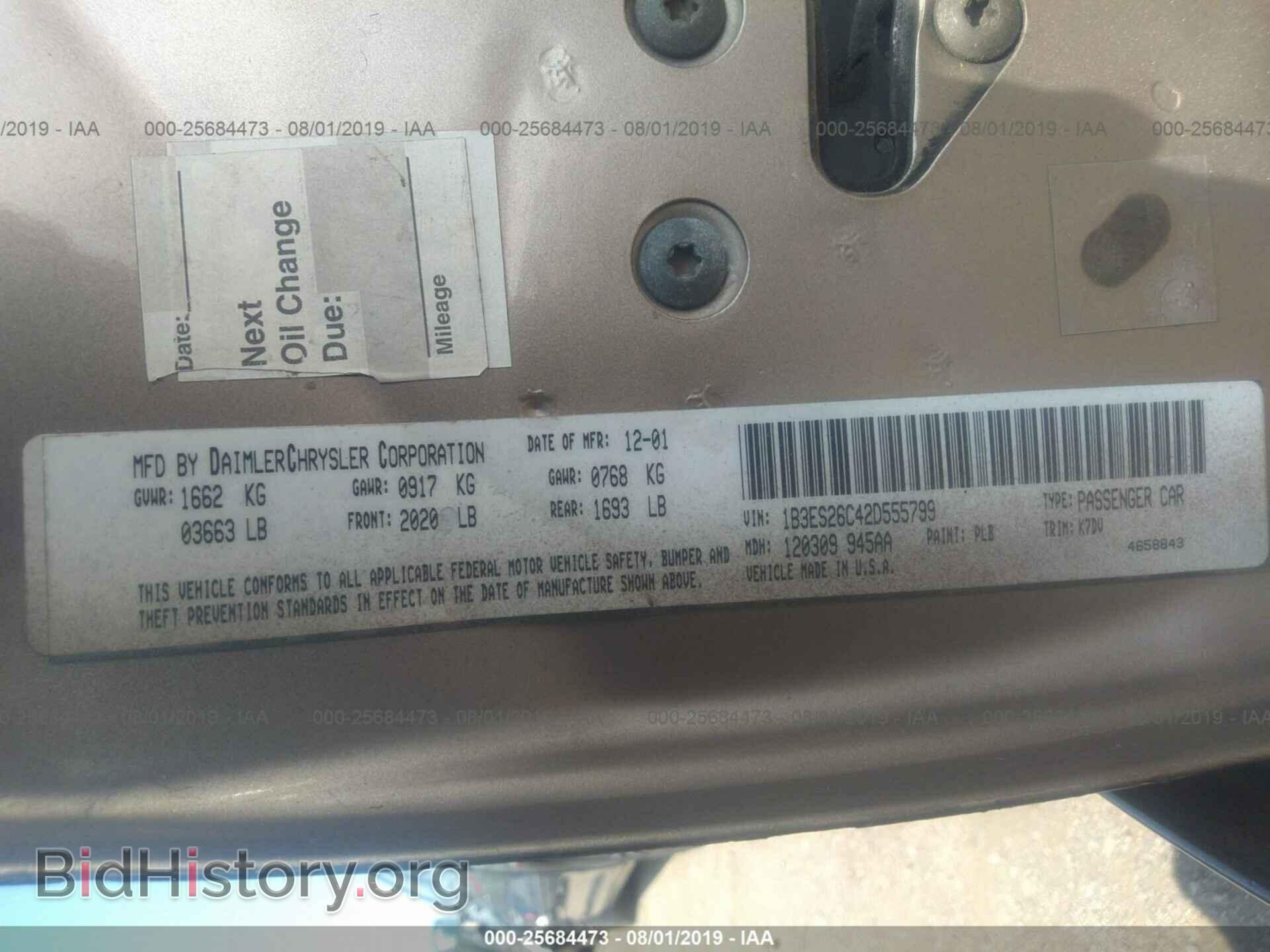 2002 DODGE NEON - VIN: 1B3ES26C42D555799 - Фото 9