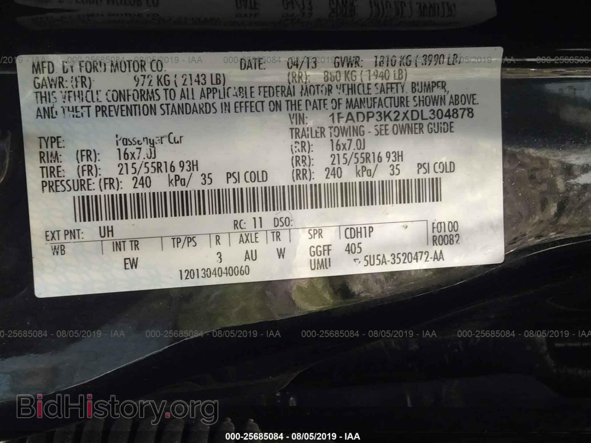 2013 FORD FOCUS - VIN: 1FADP3K2XDL304878 - Фото 9