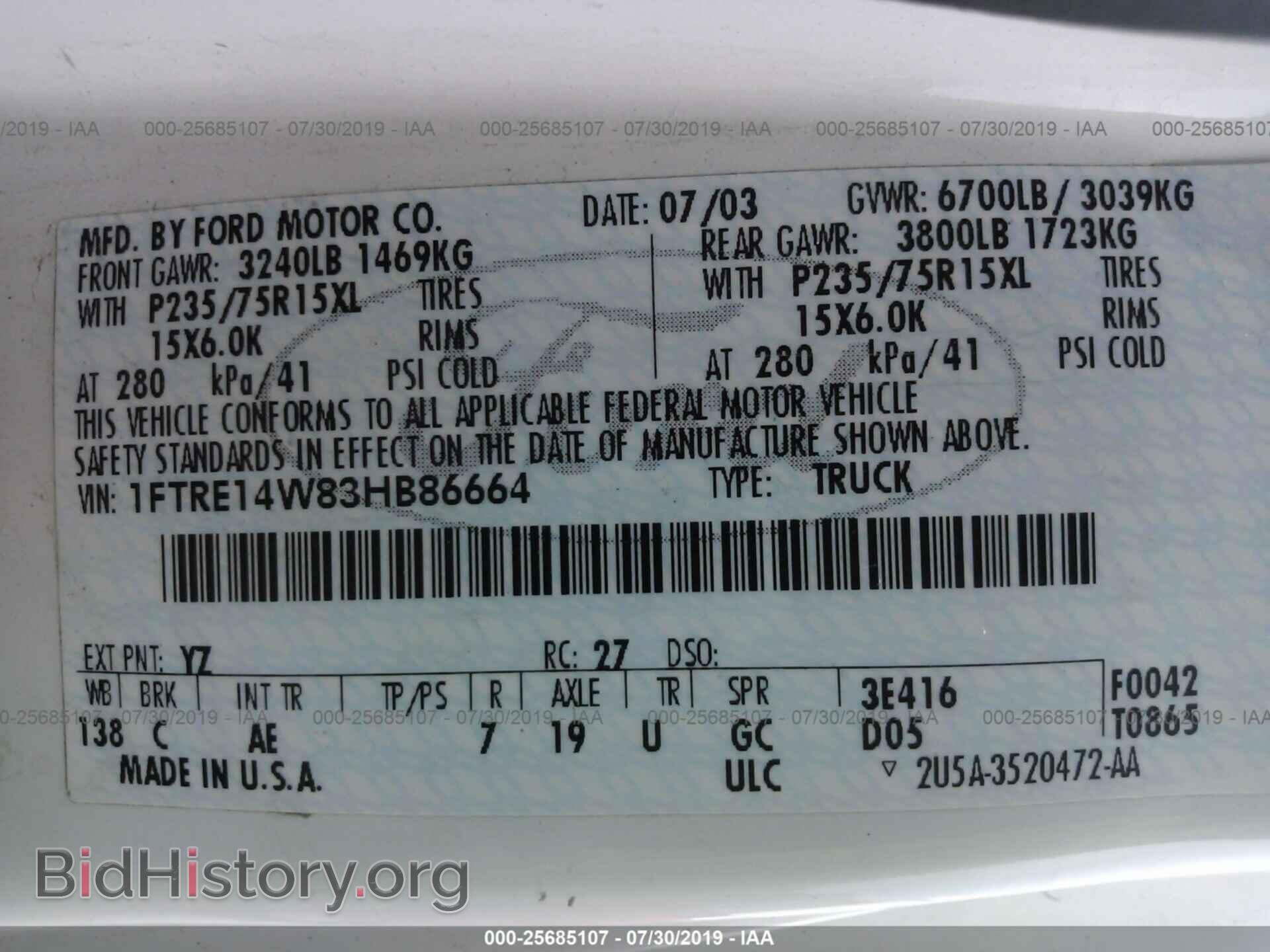 2003 FORD ECONOLINE - VIN: 1FTRE14W83HB86664 - Photo 9