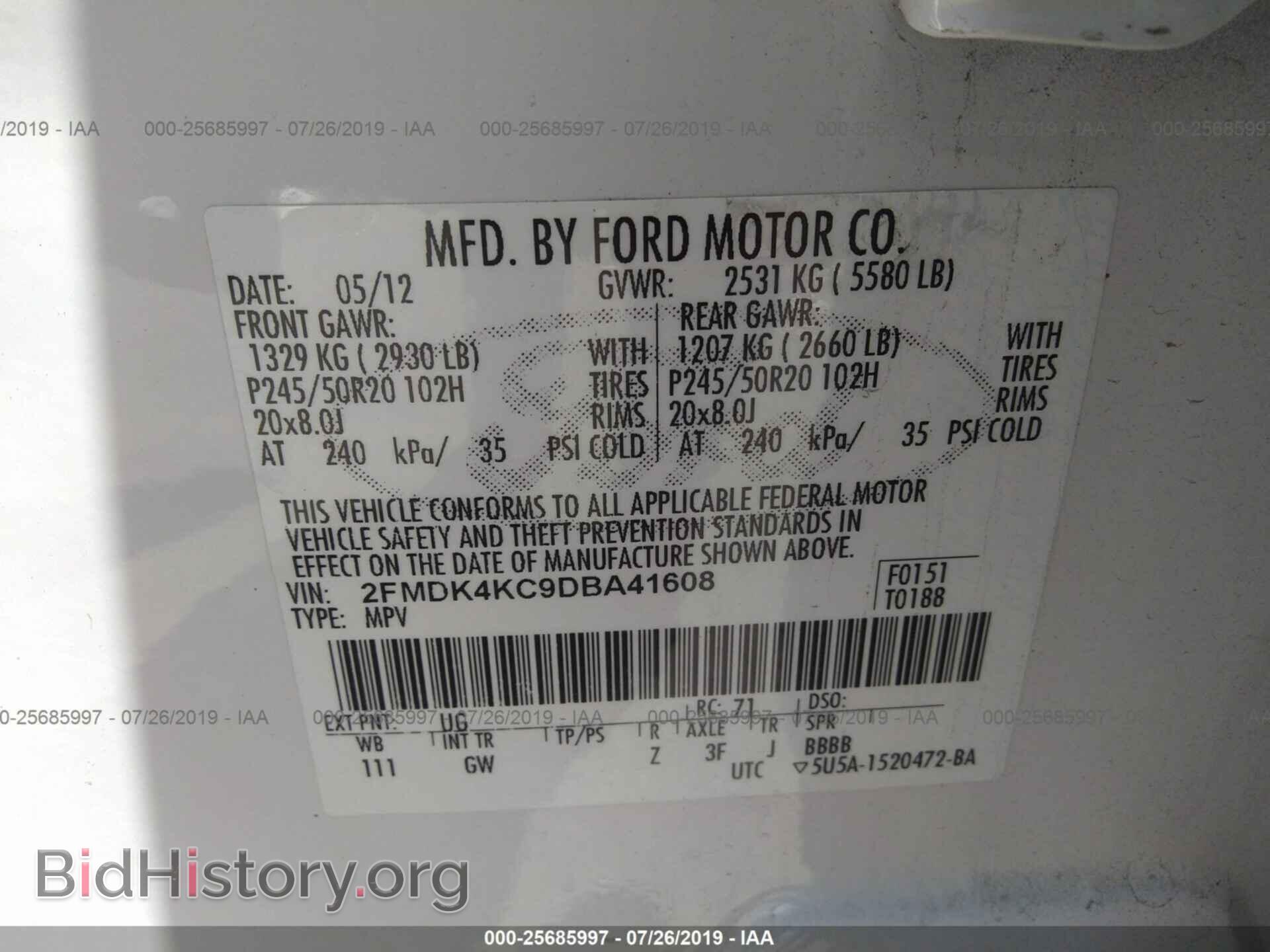 2013 FORD EDGE - VIN: 2FMDK4KC9DBA41608 - Фото 9
