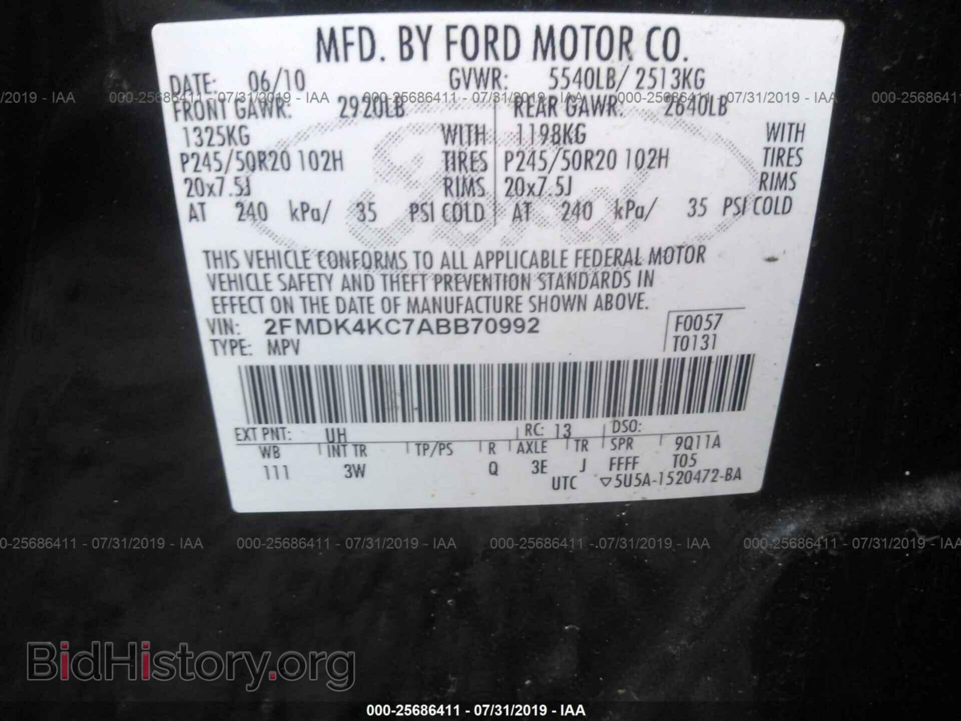 2010 FORD EDGE - VIN: 2FMDK4KC7ABB70992 - Photo 9