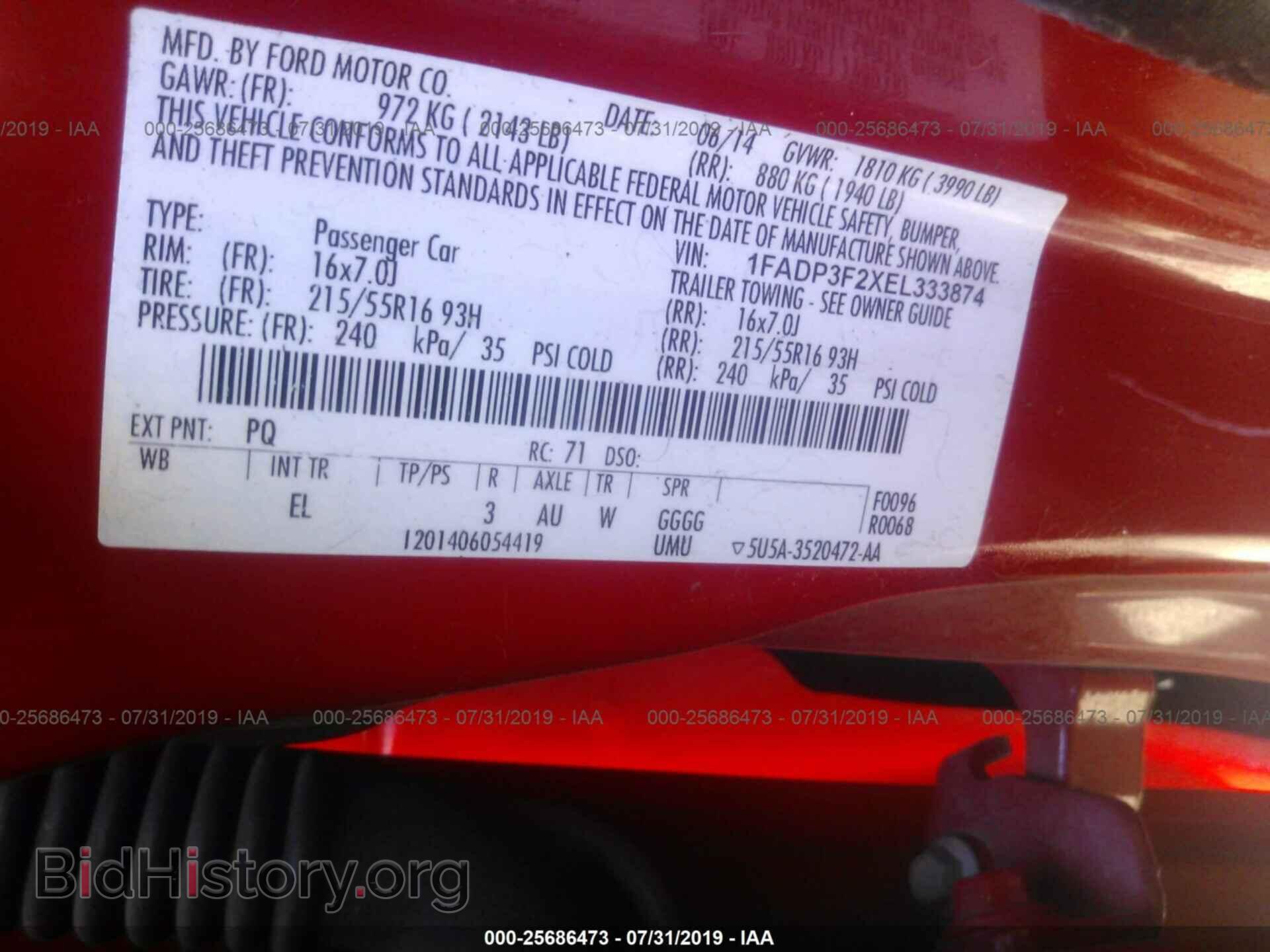 2014 FORD FOCUS - VIN: 1FADP3F2XEL333874 - Фото 9