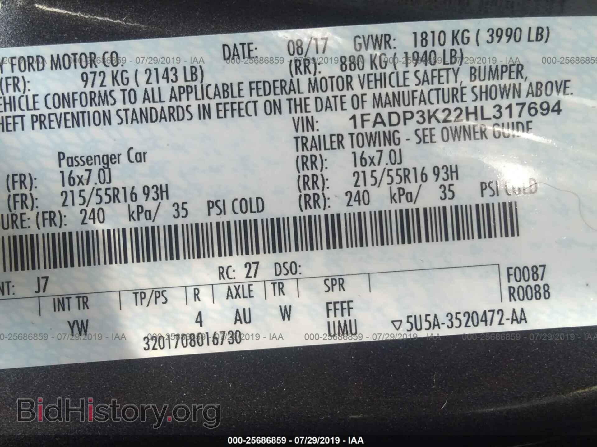 2017 FORD FOCUS - VIN: 1FADP3K22HL317694 - Photo 9