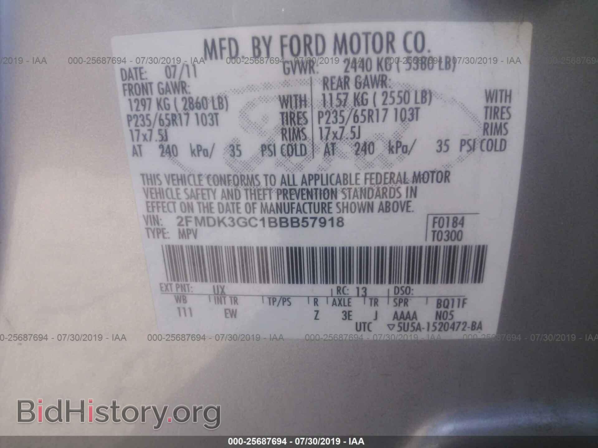 2011 FORD EDGE - VIN: 2FMDK3GC1BBB57918 - Photo 9
