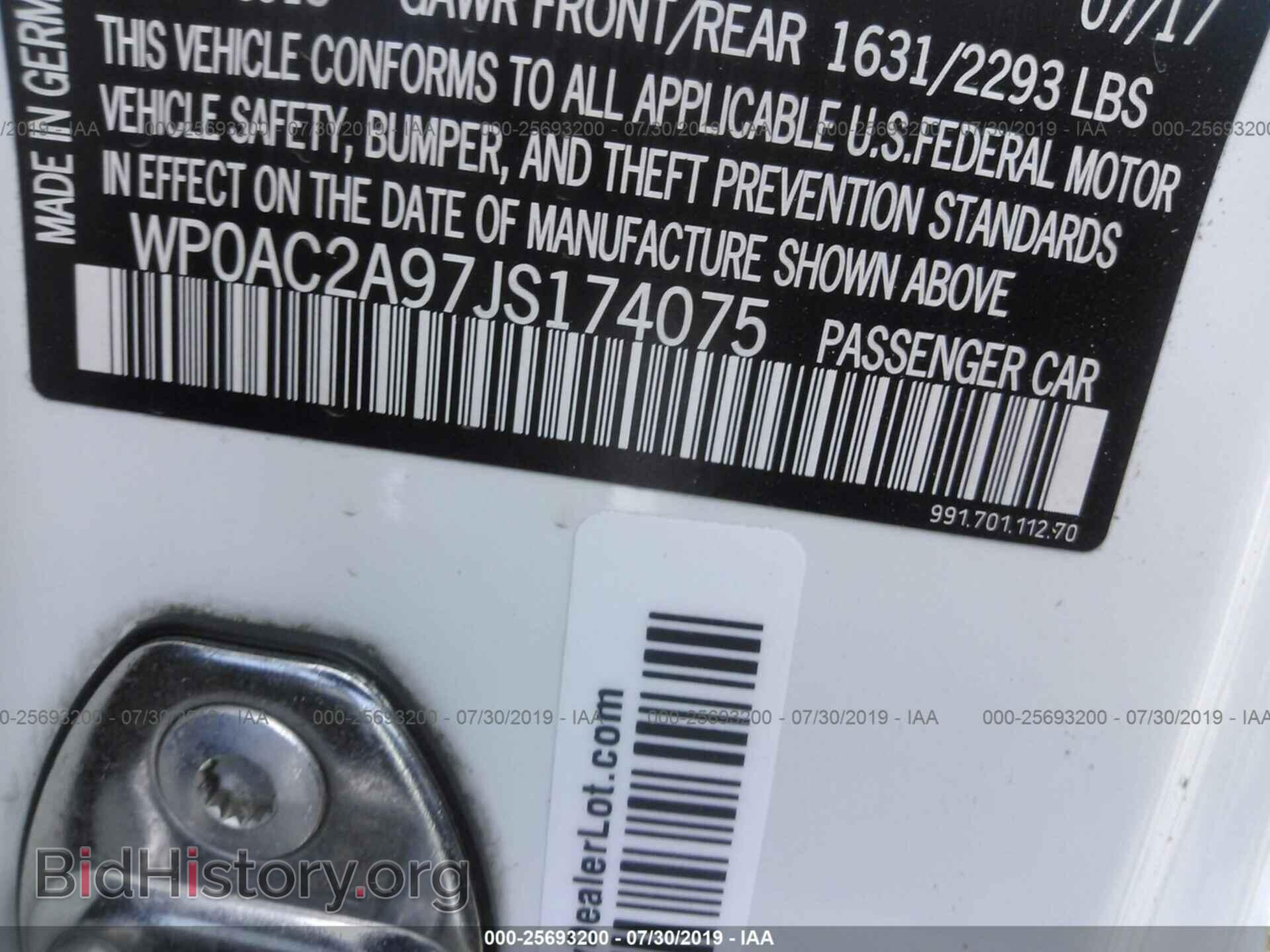 2018 PORSCHE 911 - VIN: WP0AC2A97JS174075 - Фото 9
