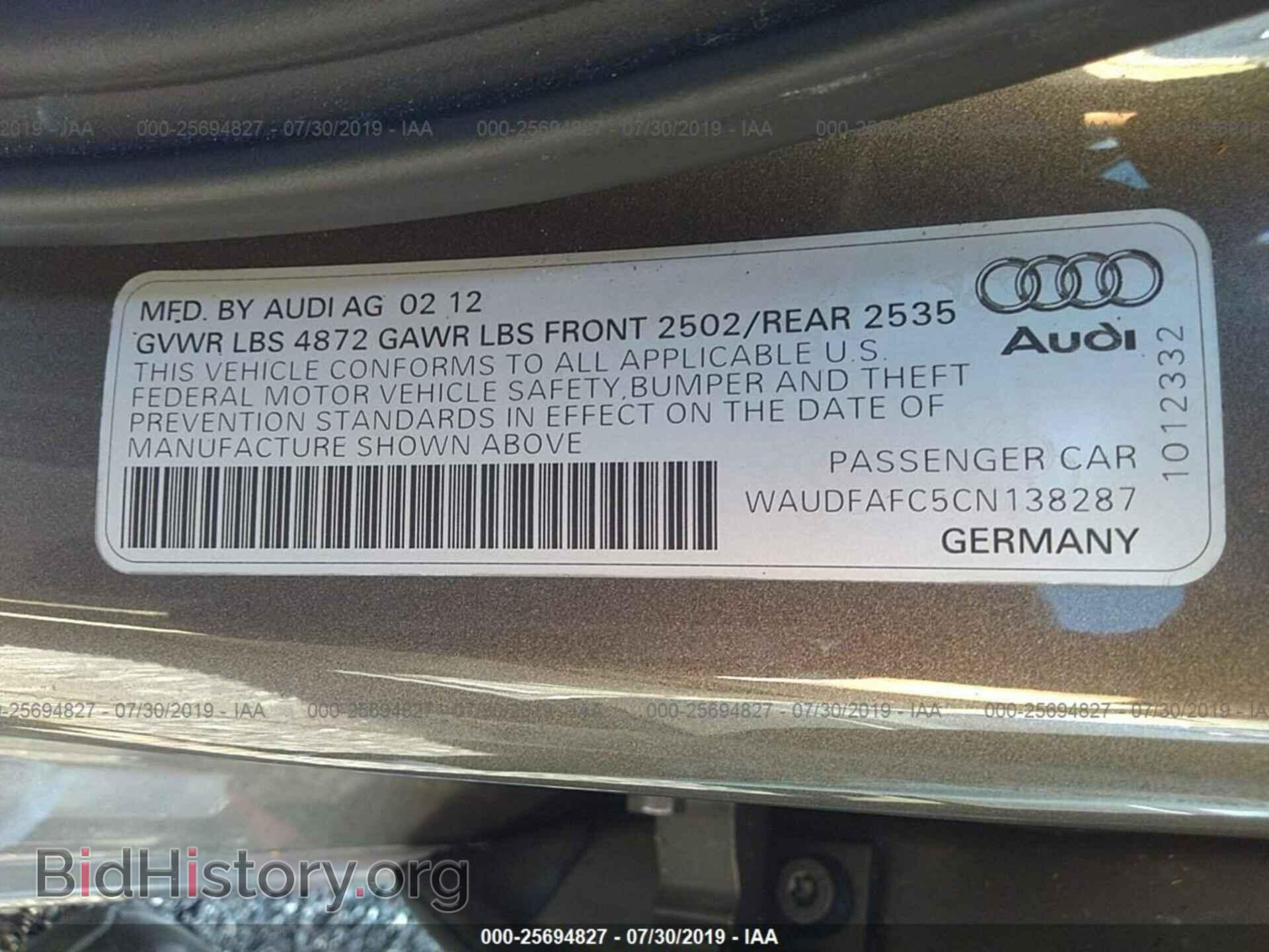 2012 AUDI A6 - VIN: WAUDFAFC5CN138287 - Photo 9