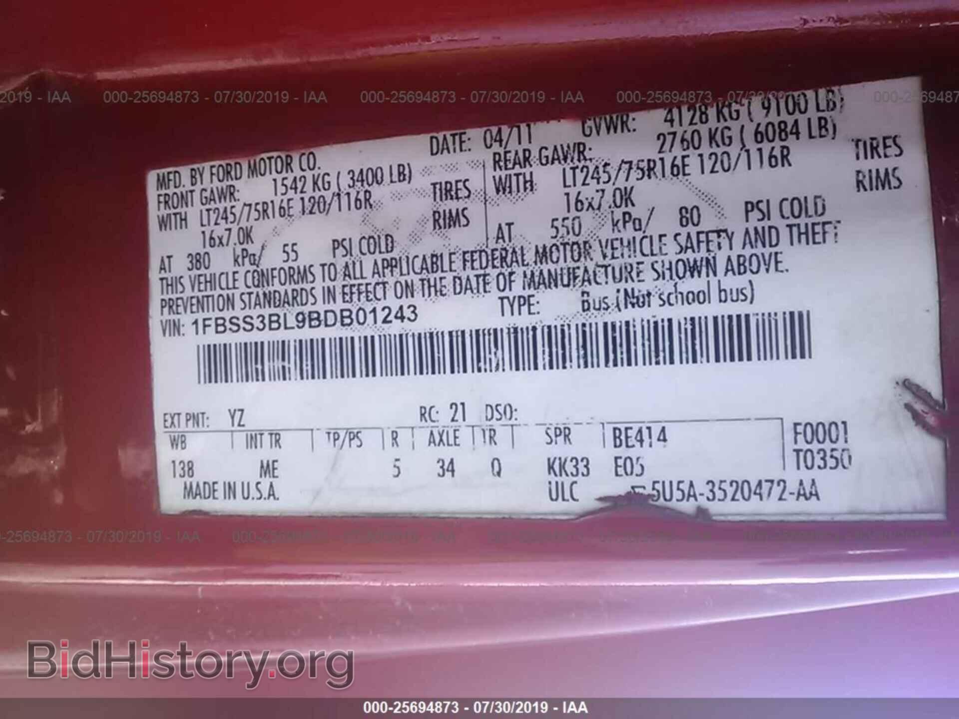 2011 FORD ECONOLINE - VIN: 1FBSS3BL9BDB01243 - Photo 9