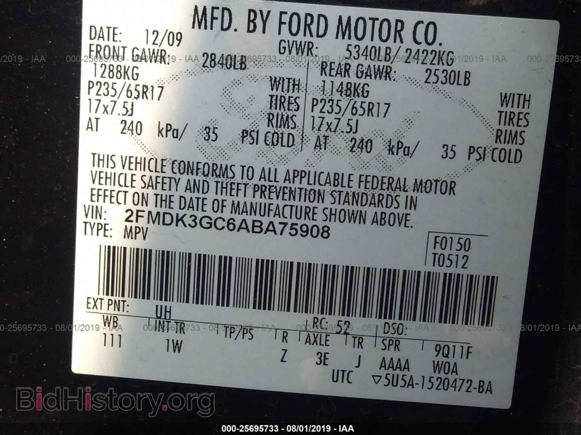 2010 FORD EDGE - VIN: 2FMDK3GC6ABA75908 - Photo 9