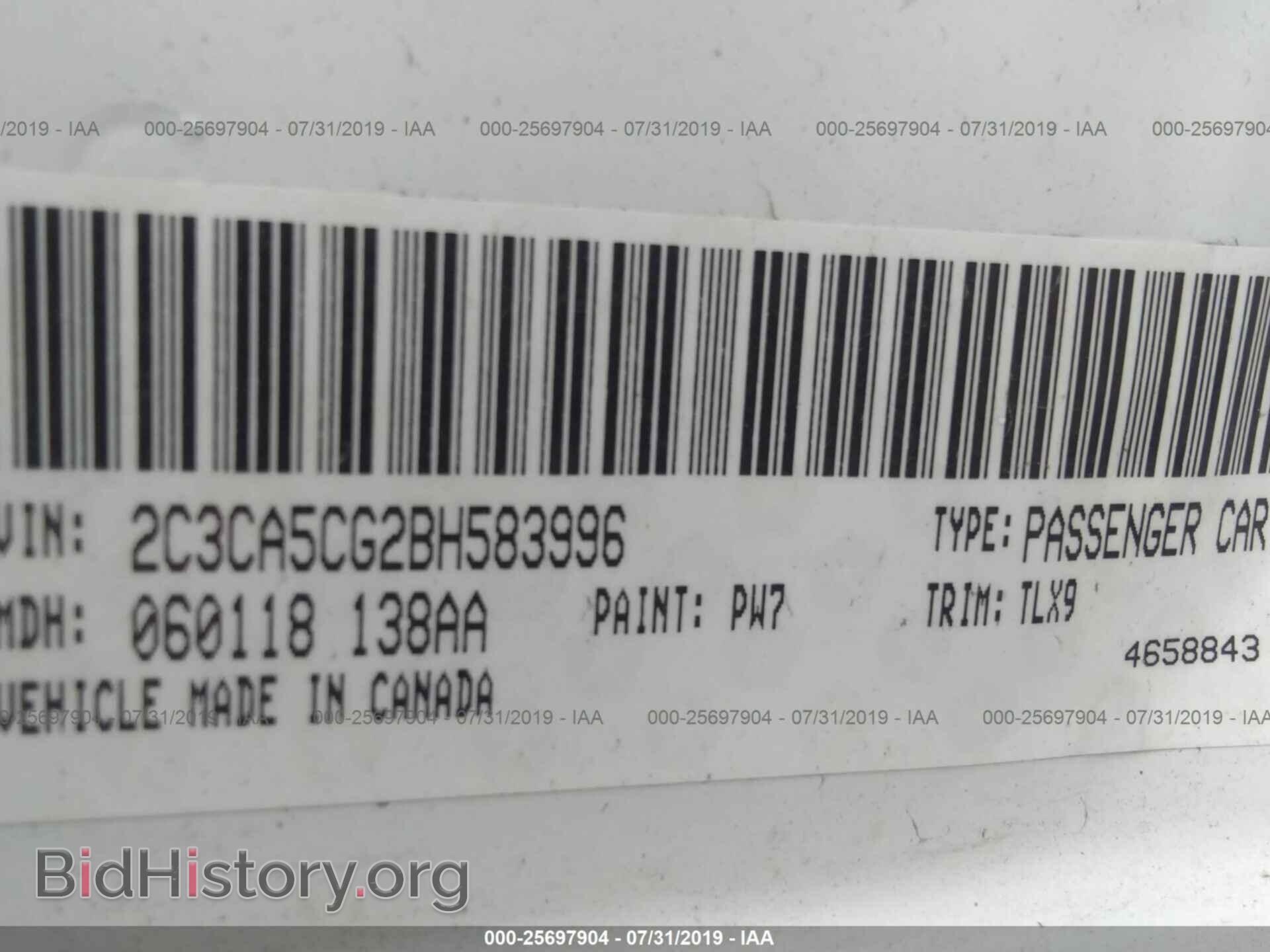 2011 CHRYSLER 300 - VIN: 2C3CA5CG2BH583996 - Фото 9