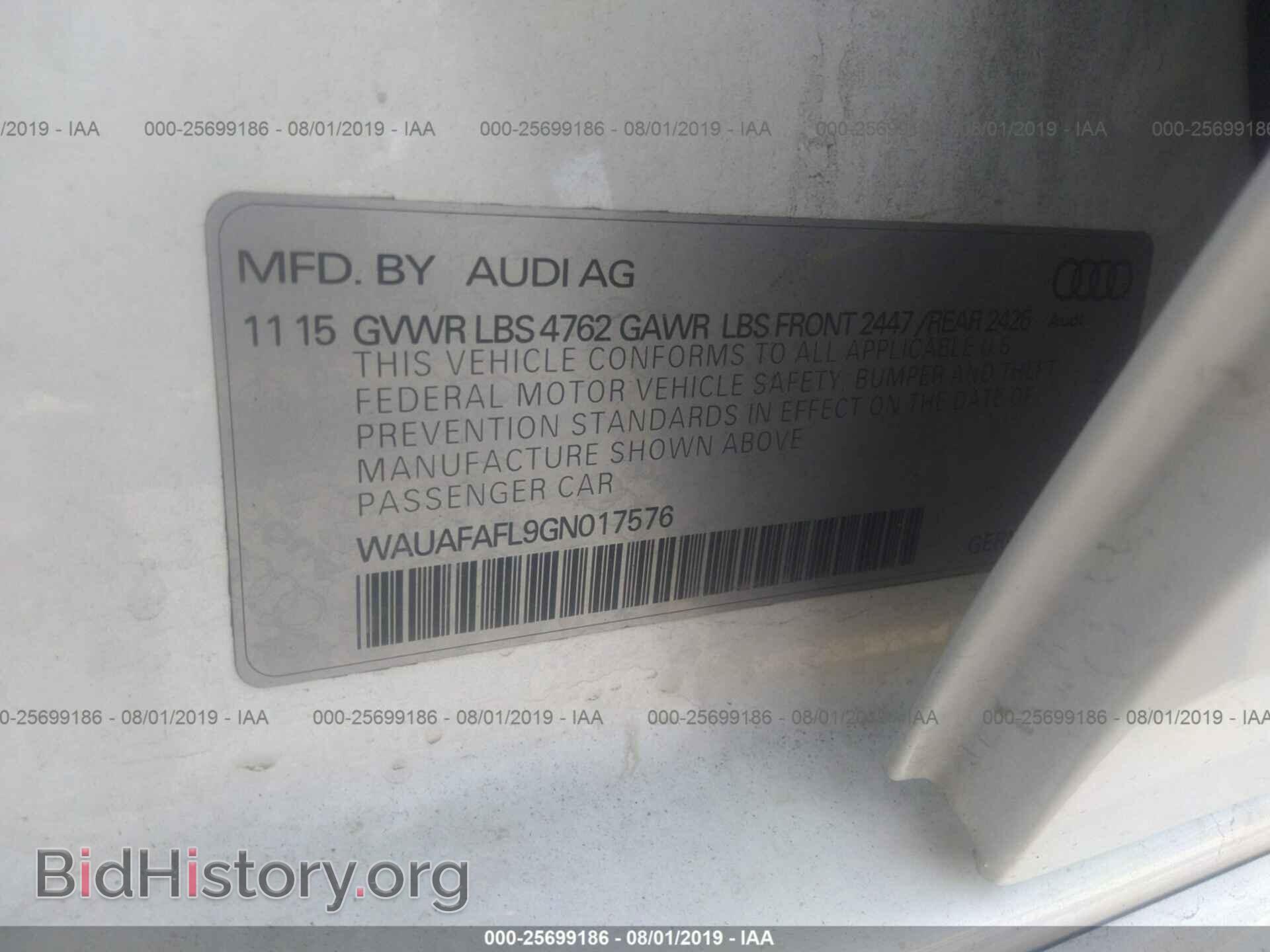2016 AUDI A4 - VIN: WAUAFAFL9GN017576 - Фото 9