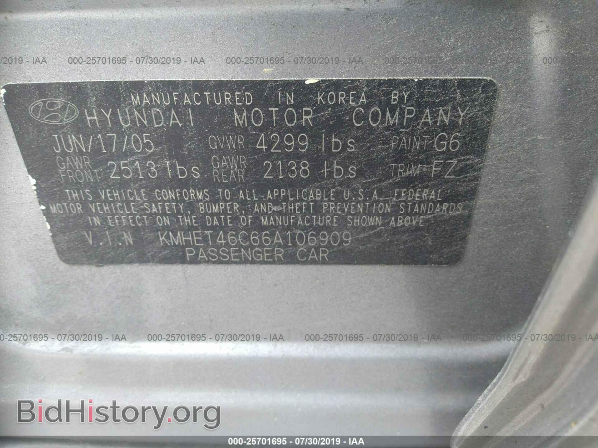 2006 HYUNDAI SONATA - VIN: KMHET46C66A106909 - Фото 9