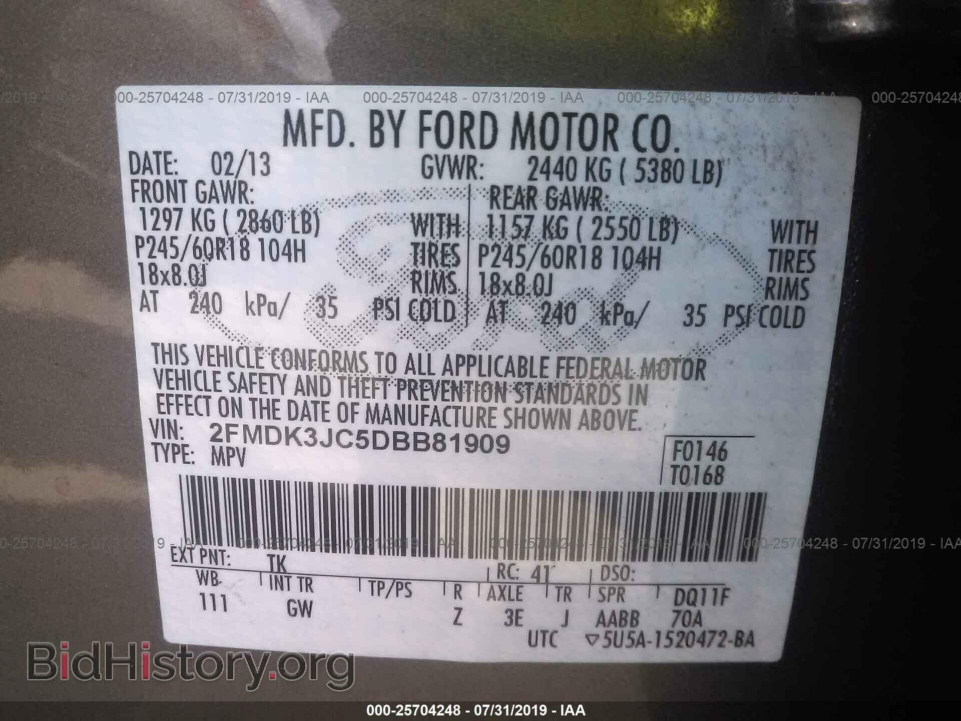 2013 FORD EDGE - VIN: 2FMDK3JC5DBB81909 - Photo 9