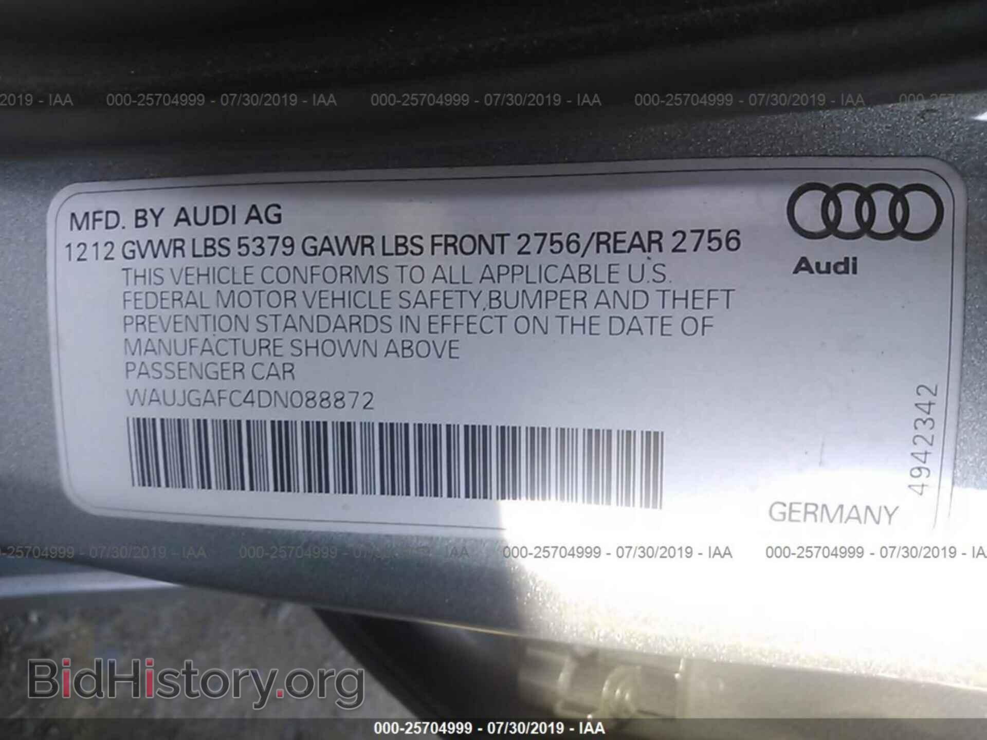 2013 AUDI A6 - VIN: WAUJGAFC4DN088872 - Фото 9