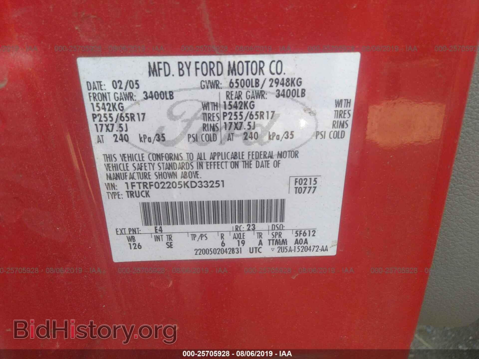 2005 FORD F150 - VIN: 1FTRF02205KD33251 - Фото 9