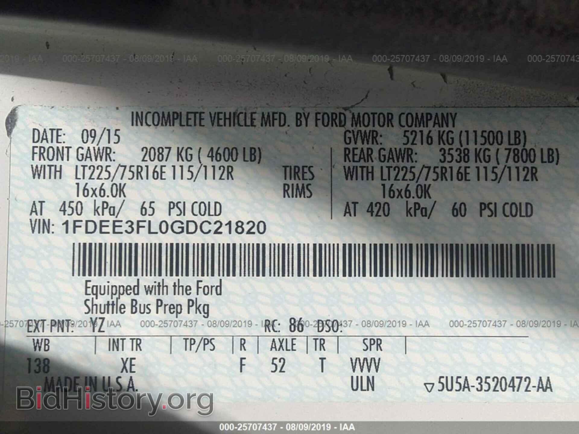 2016 FORD ECONOLINE - VIN: 1FDEE3FL0GDC21820 - Фото 9