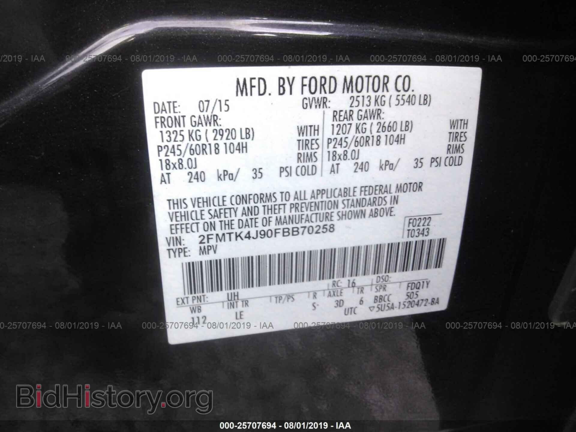 2015 FORD EDGE - VIN: 2FMTK4J90FBB70258 - Photo 9