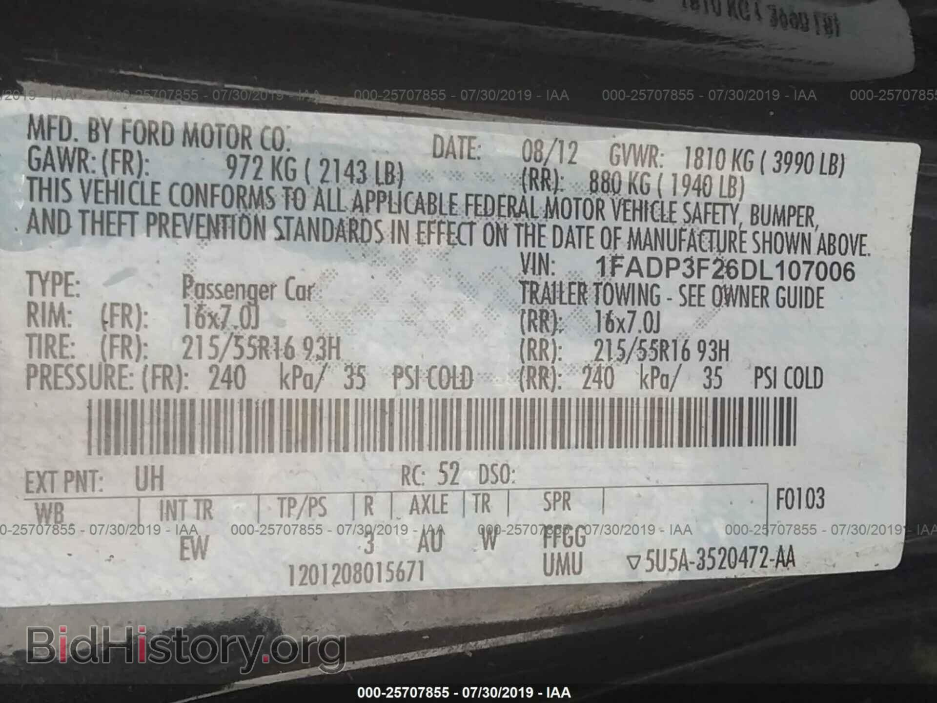 2013 FORD FOCUS - VIN: 1FADP3F26DL107006 - Фото 9