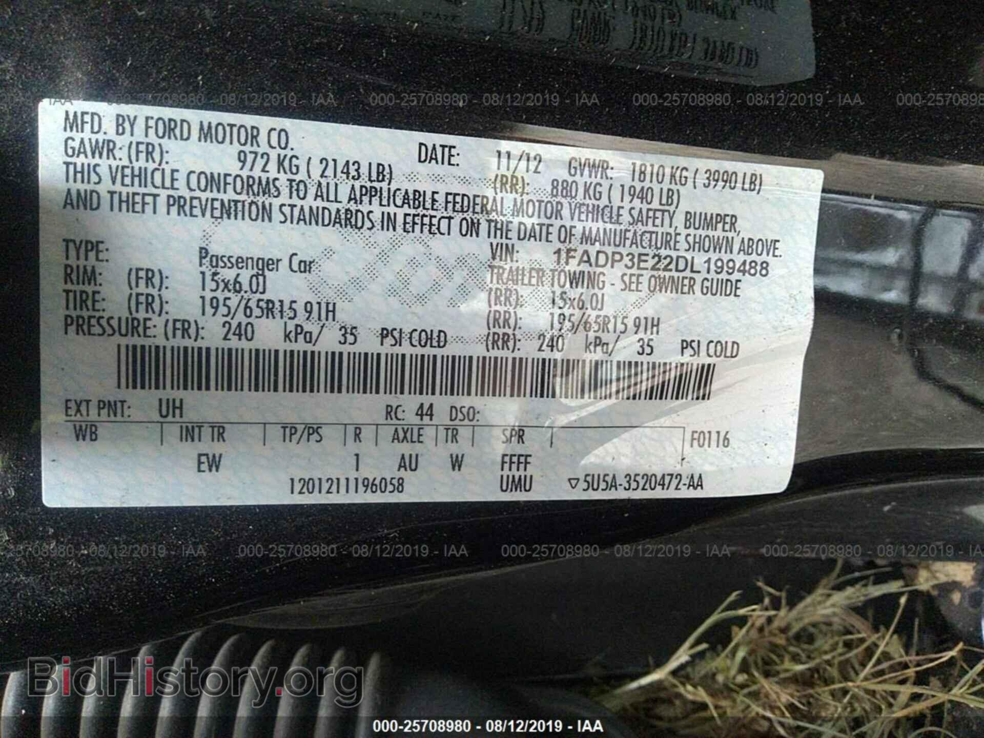 2013 FORD FOCUS - VIN: 1FADP3E22DL199488 - Фото 9