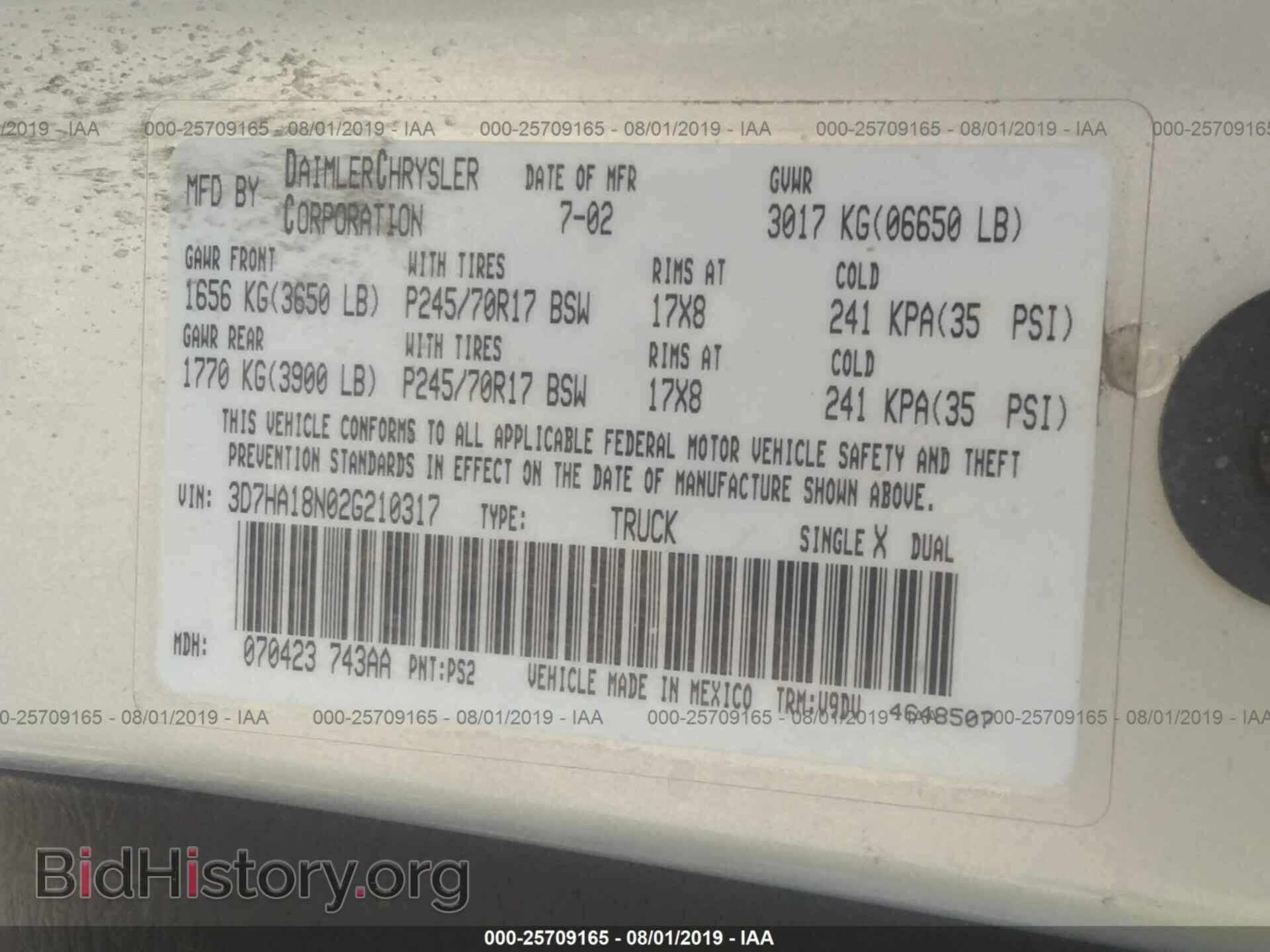 2002 DODGE RAM 1500 - VIN: 3D7HA18N02G210317 - Photo 9