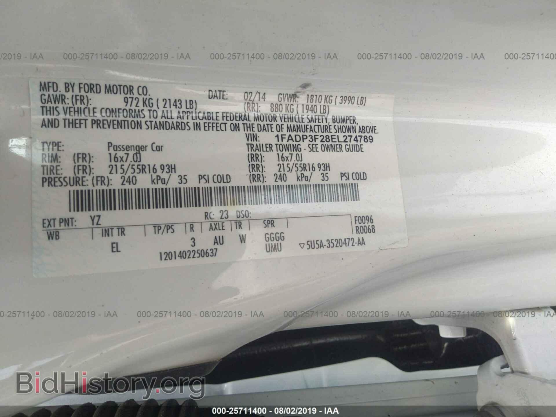 2014 FORD FOCUS - VIN: 1FADP3F28EL274789 - Фото 9