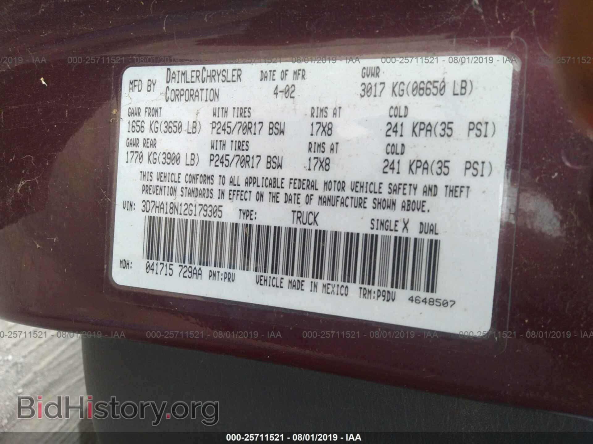 2002 DODGE RAM 1500 - VIN: 3D7HA18N12G179305 - Фото 9