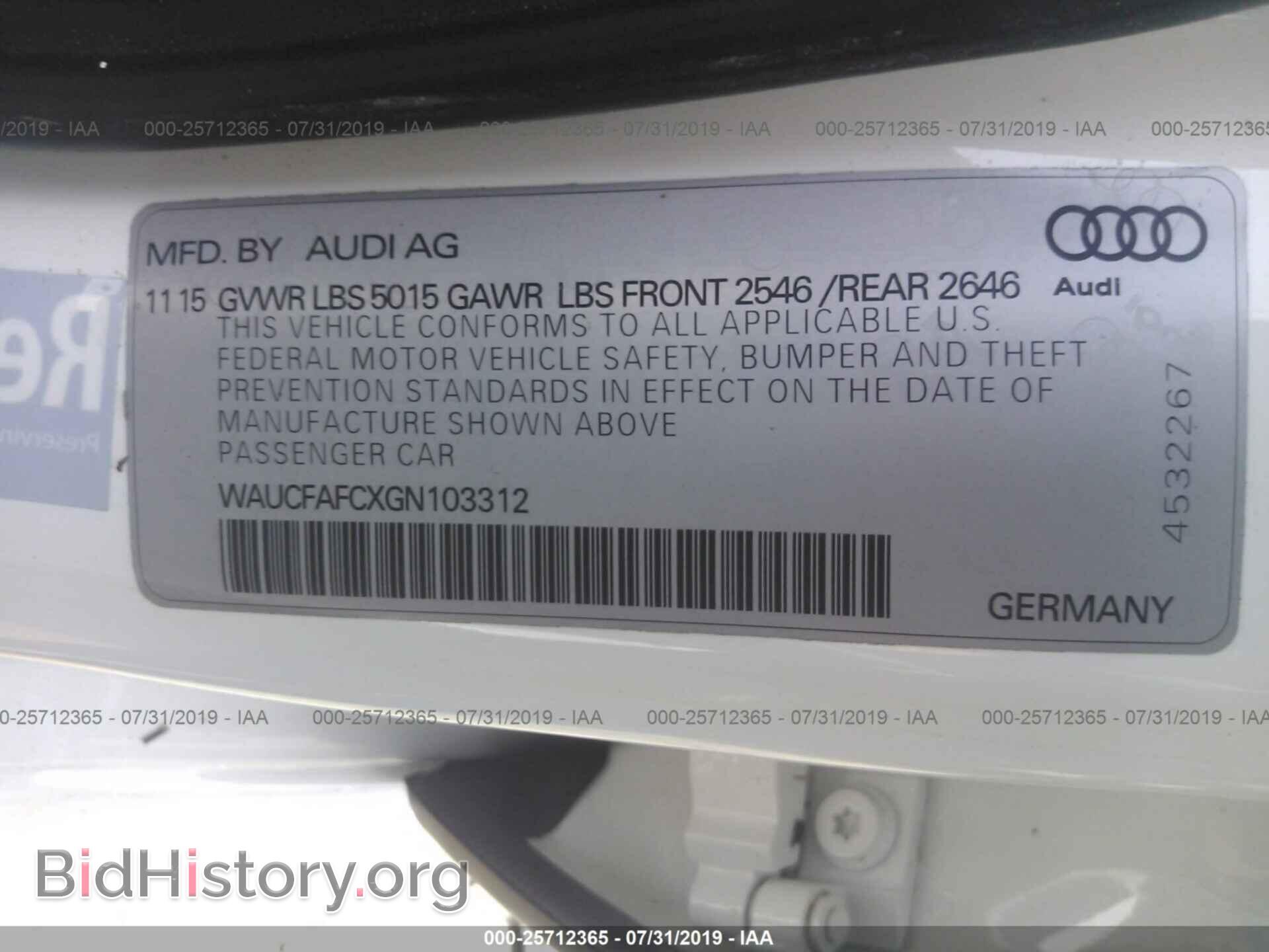 2016 AUDI A6 - VIN: WAUCFAFCXGN103312 - Photo 9