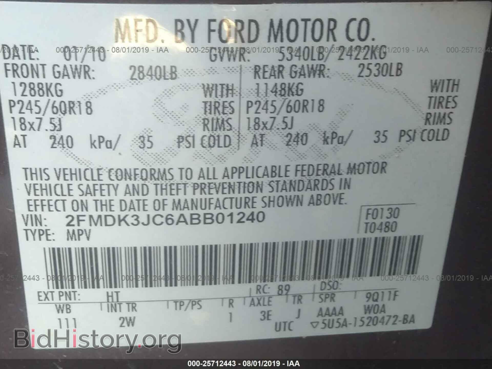 2010 FORD EDGE - VIN: 2FMDK3JC6ABB01240 - Photo 9