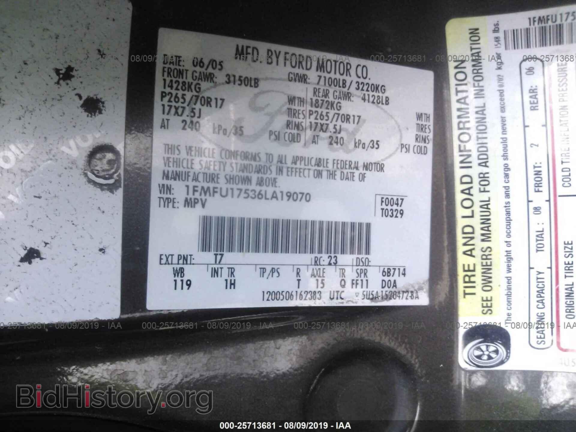 2006 FORD EXPEDITION - VIN: 1FMFU17536LA19070 - Фото 9