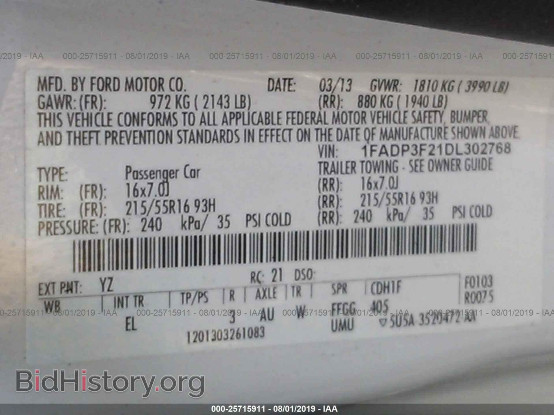 2013 FORD FOCUS - VIN: 1FADP3F21DL302768 - Фото 9