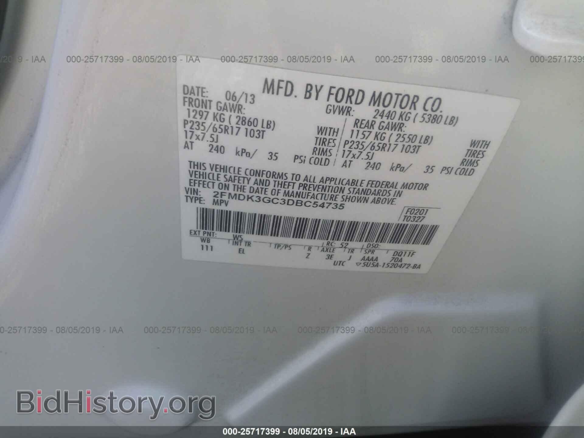 2013 FORD EDGE - VIN: 2FMDK3GC3DBC54735 - Фото 9