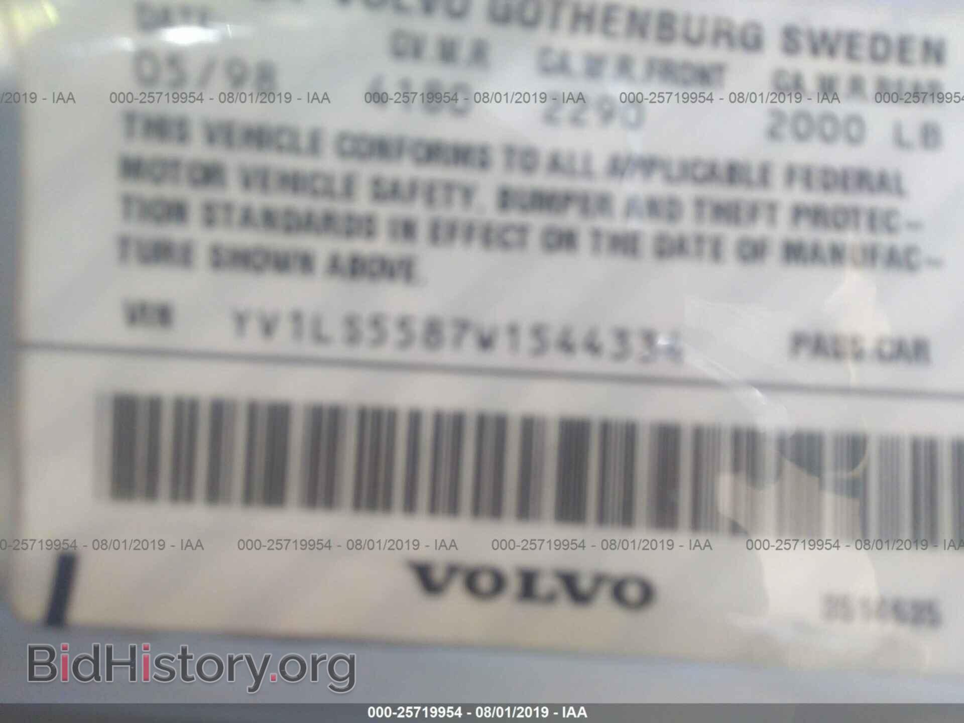 1998 VOLVO S70 - VIN: YV1LS5587W1544334 - Фото 9