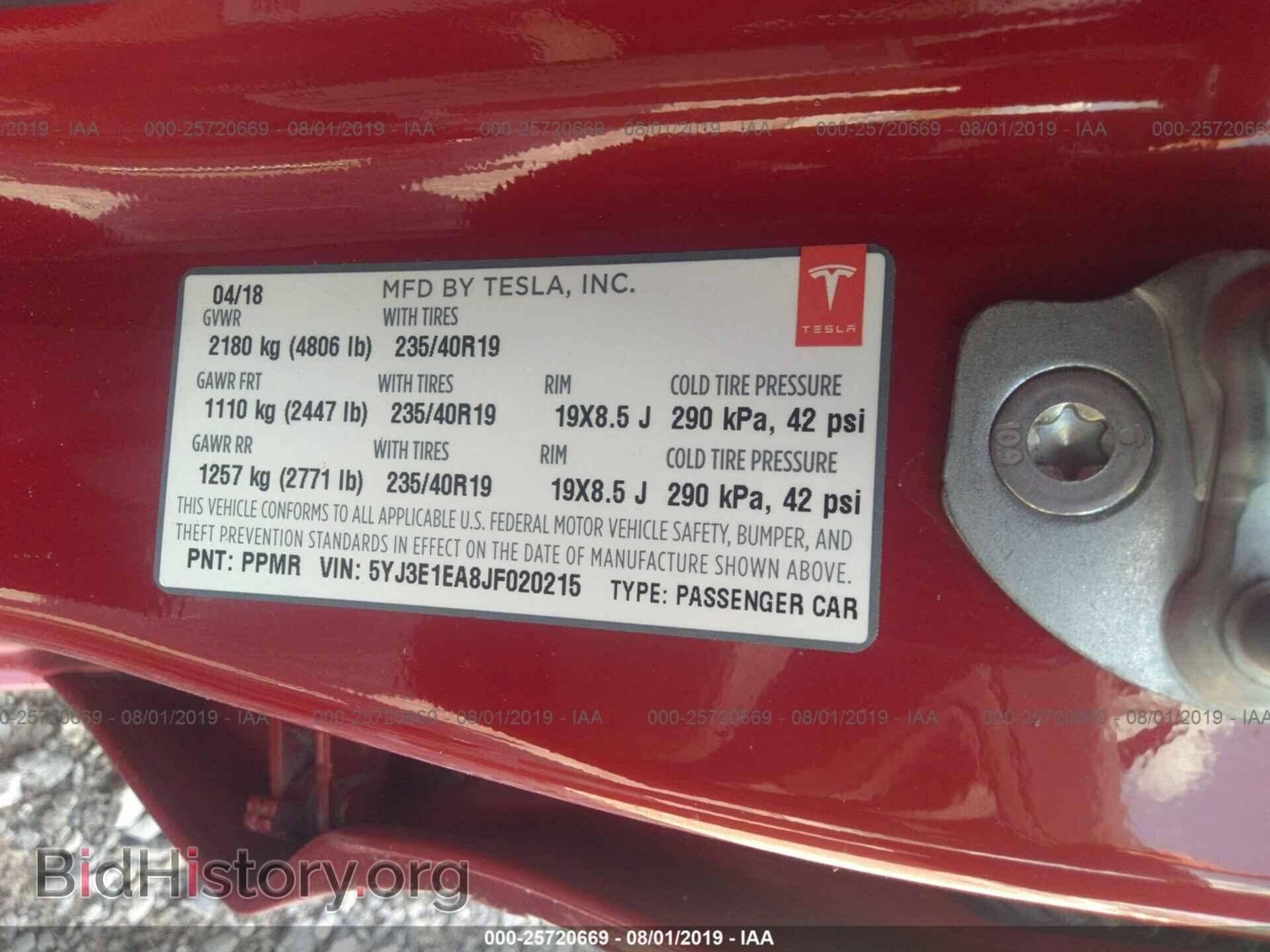 2018 TESLA MODEL 3 - VIN: 5YJ3E1EA8JF020215 - Фото 9