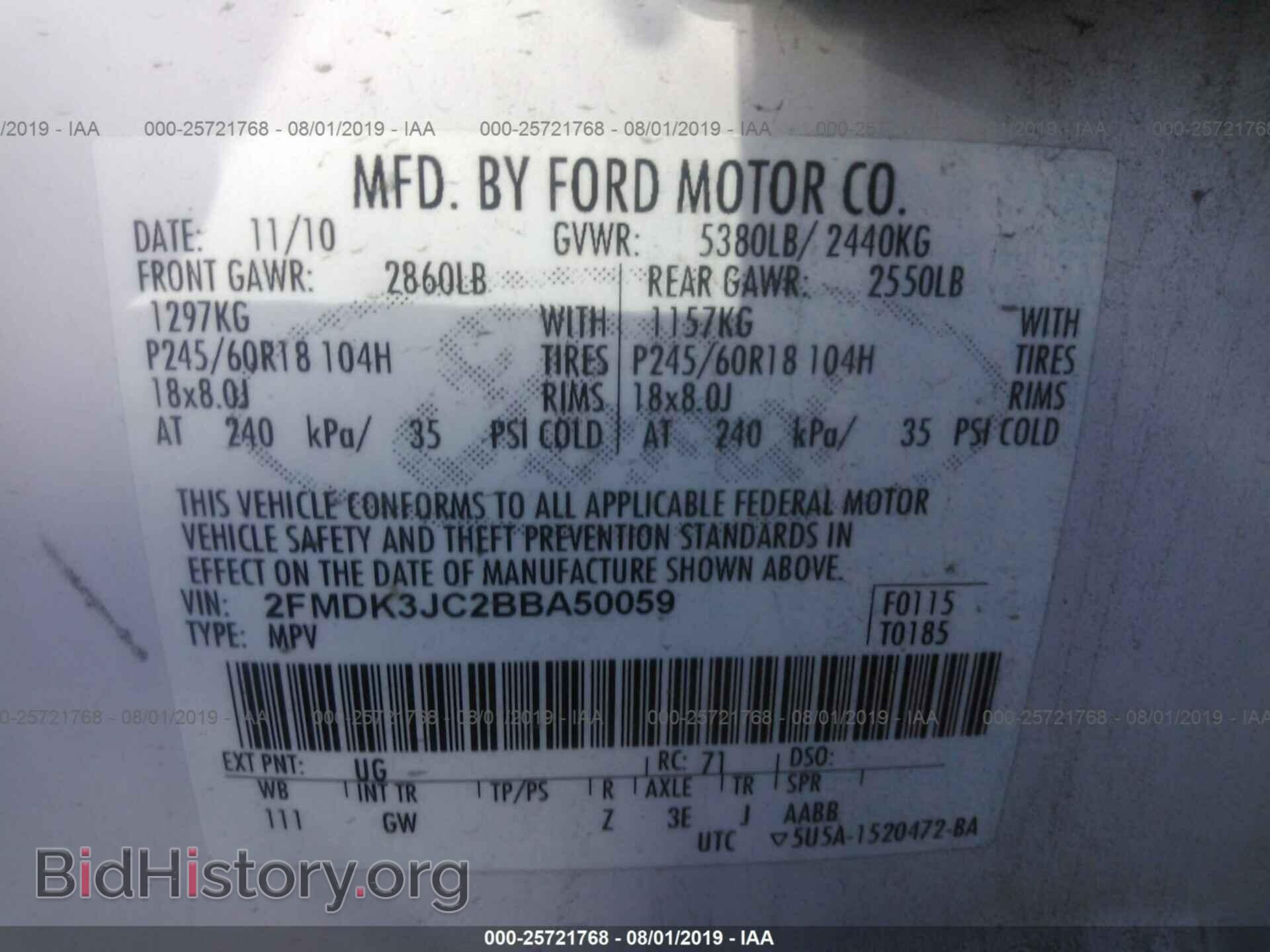 2011 FORD EDGE - VIN: 2FMDK3JC2BBA50059 - Photo 9
