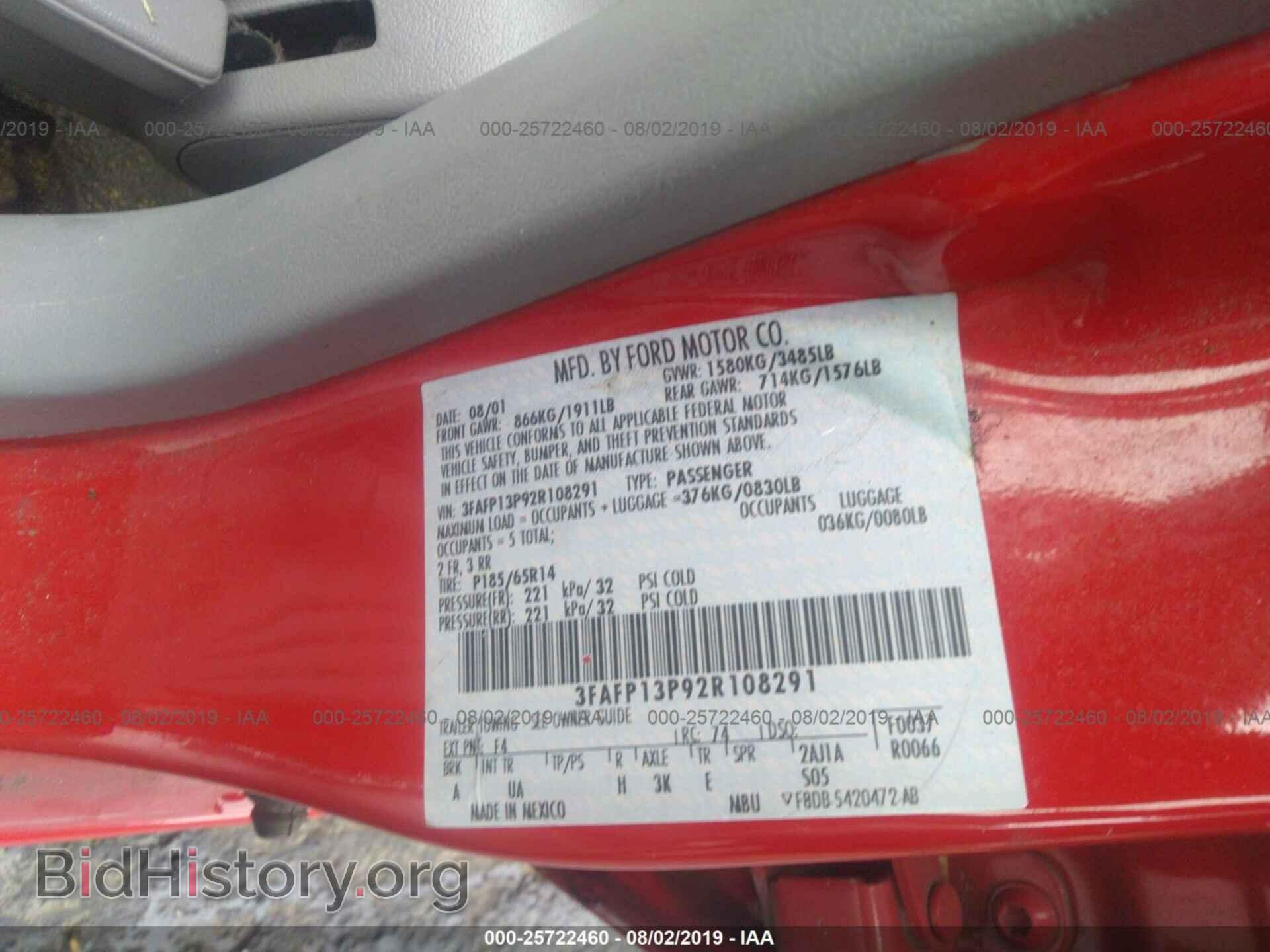 2002 FORD ESCORT - VIN: 3FAFP13P92R108291 - Фото 9