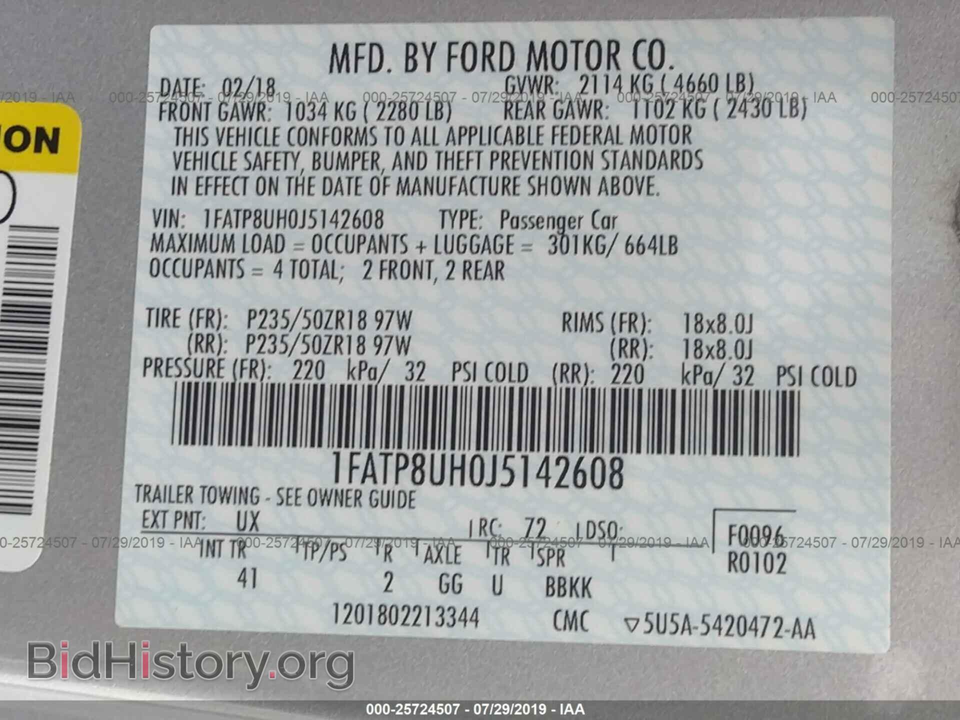 2018 FORD MUSTANG - VIN: 1FATP8UH0J5142608 - Фото 9